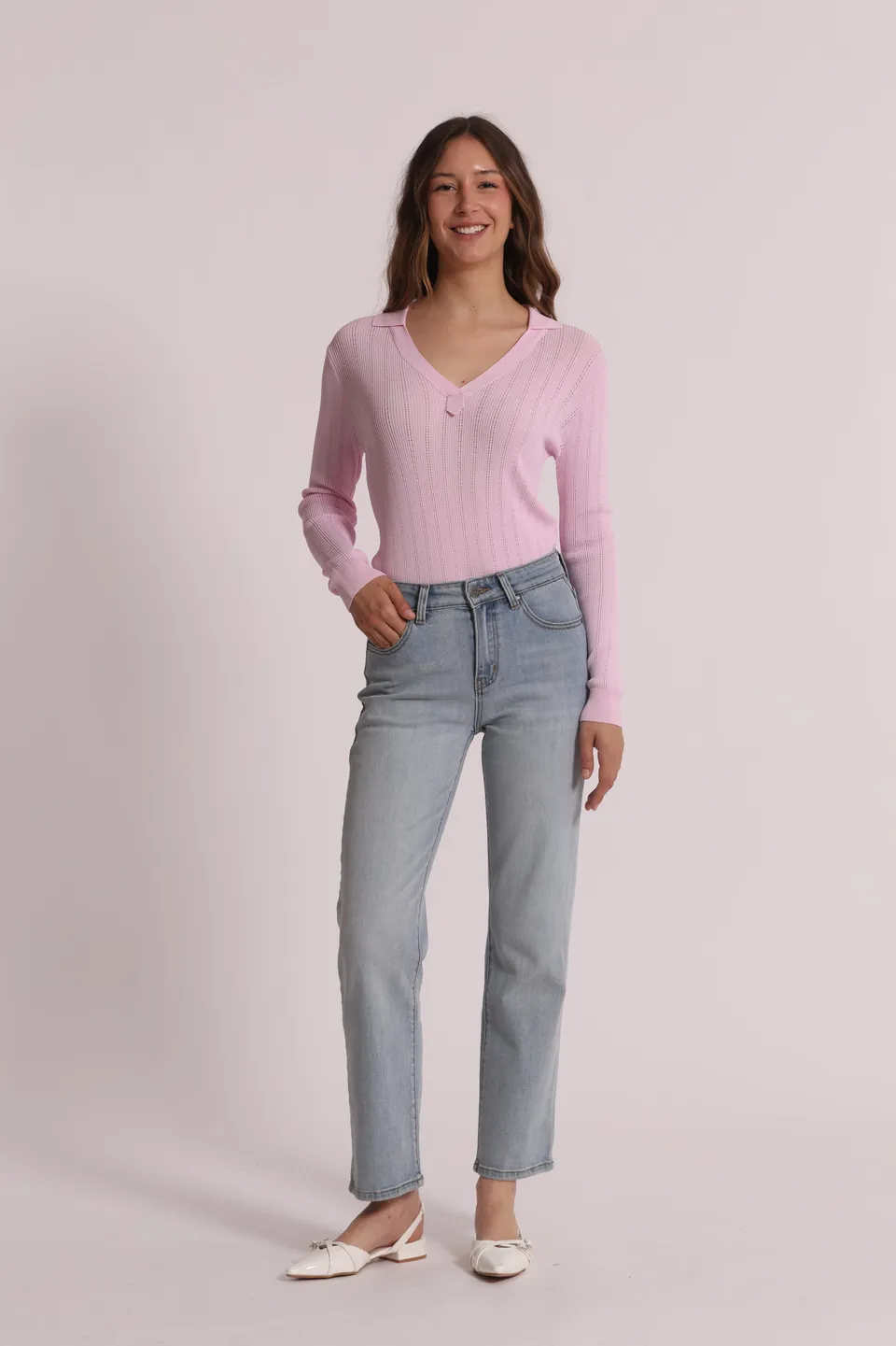 Mimi Mua Jeans Sigaretta denim blu chiaro