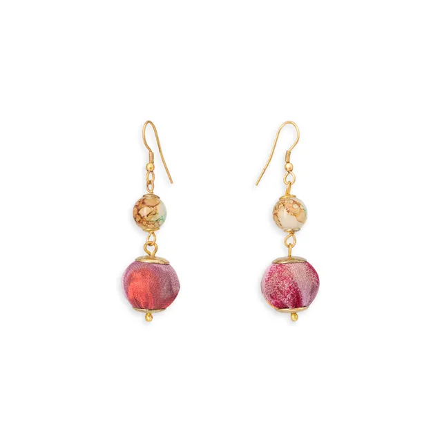 On Earth Blossom orecchini vetro cotone multicolore 5 cm