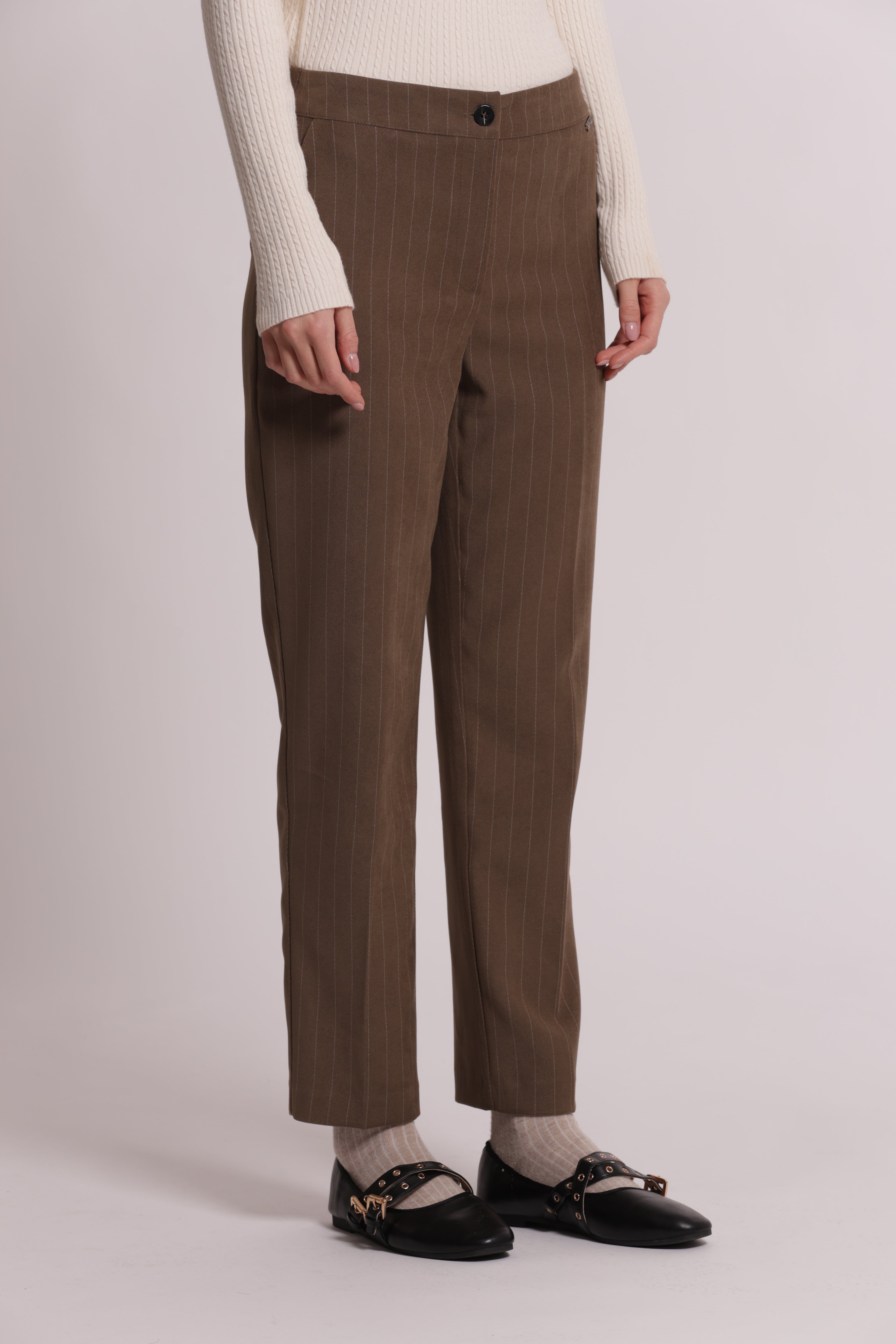 Mimi Mua pantalone sigaretta gessato pantalone nero