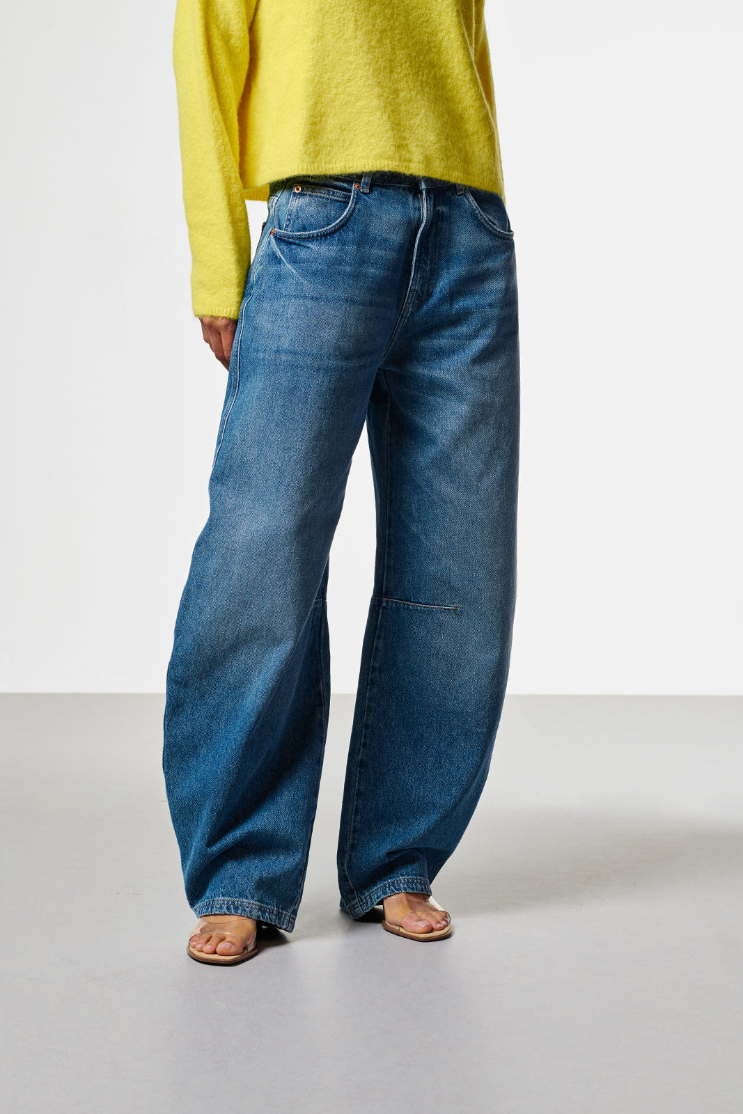 Aaiko Sacha jeans barrel blu denim vita alta