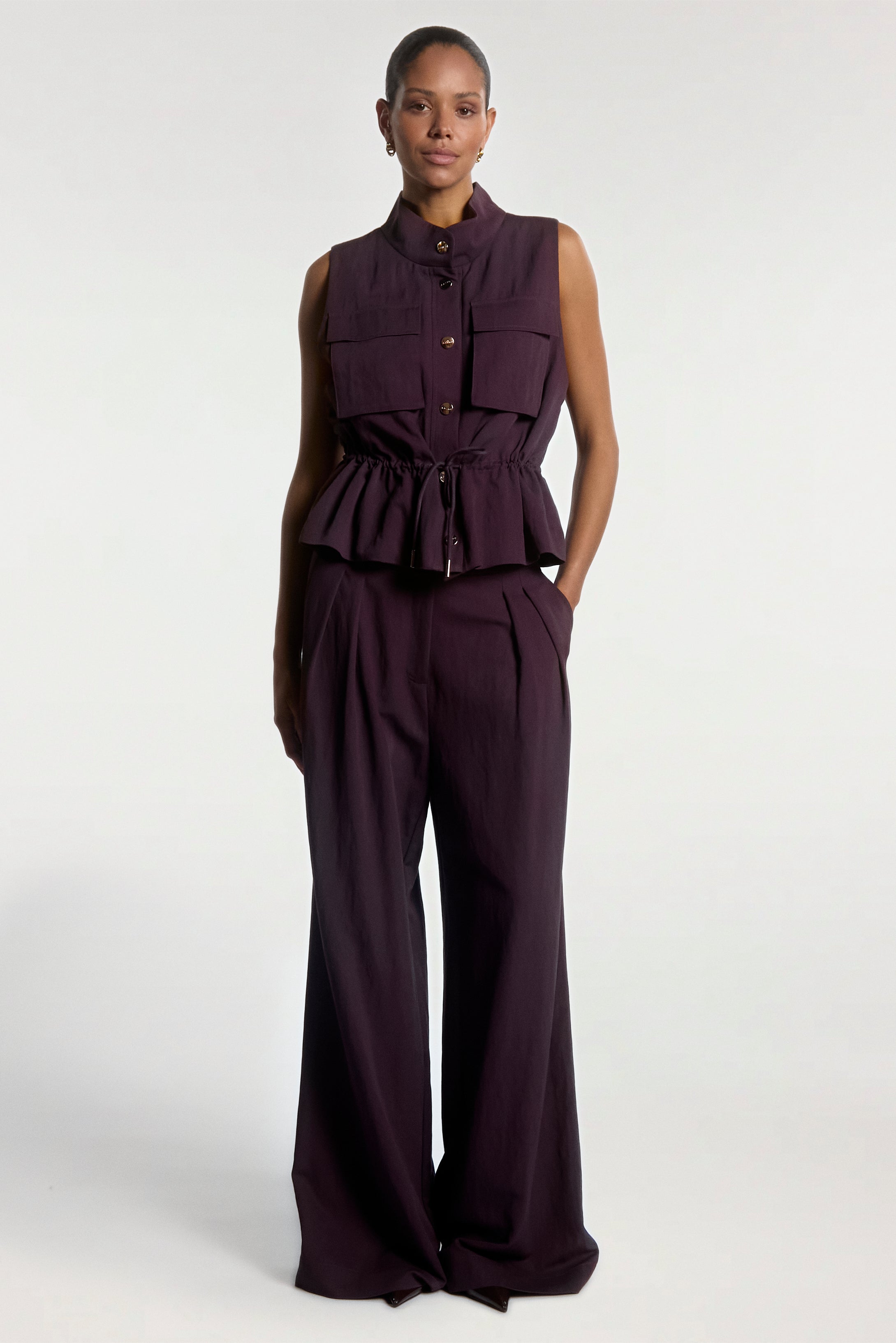 Aaiko Lena gilet smanicato viola fico