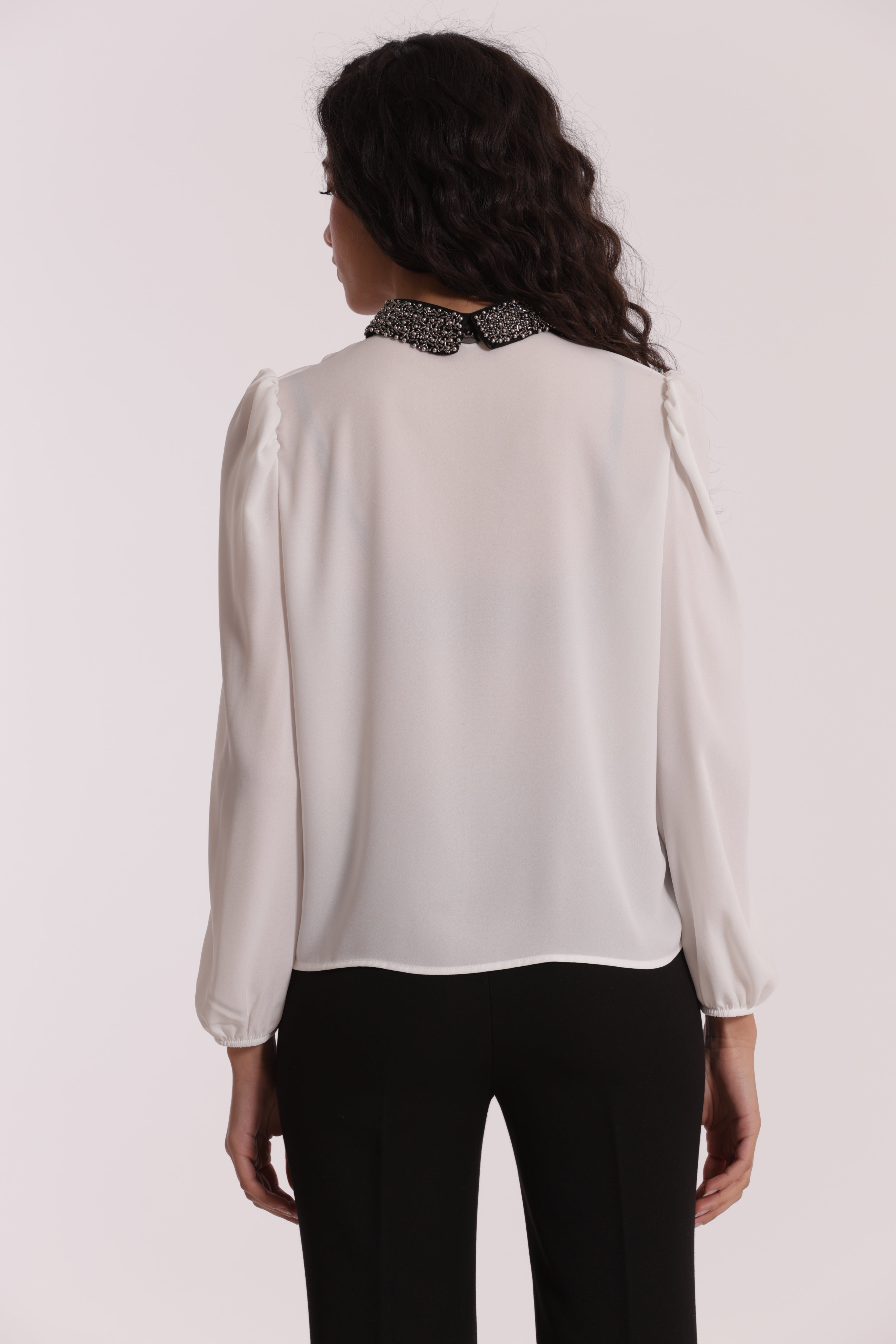 Mimi Mua Camicia con Collo Ricamato in poliestere