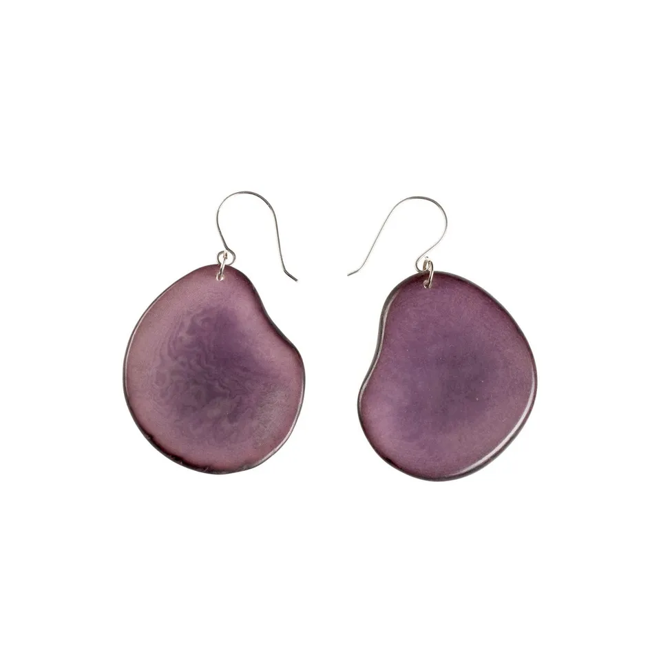 On Earth Mango orecchini tagua viola 4 cm unici