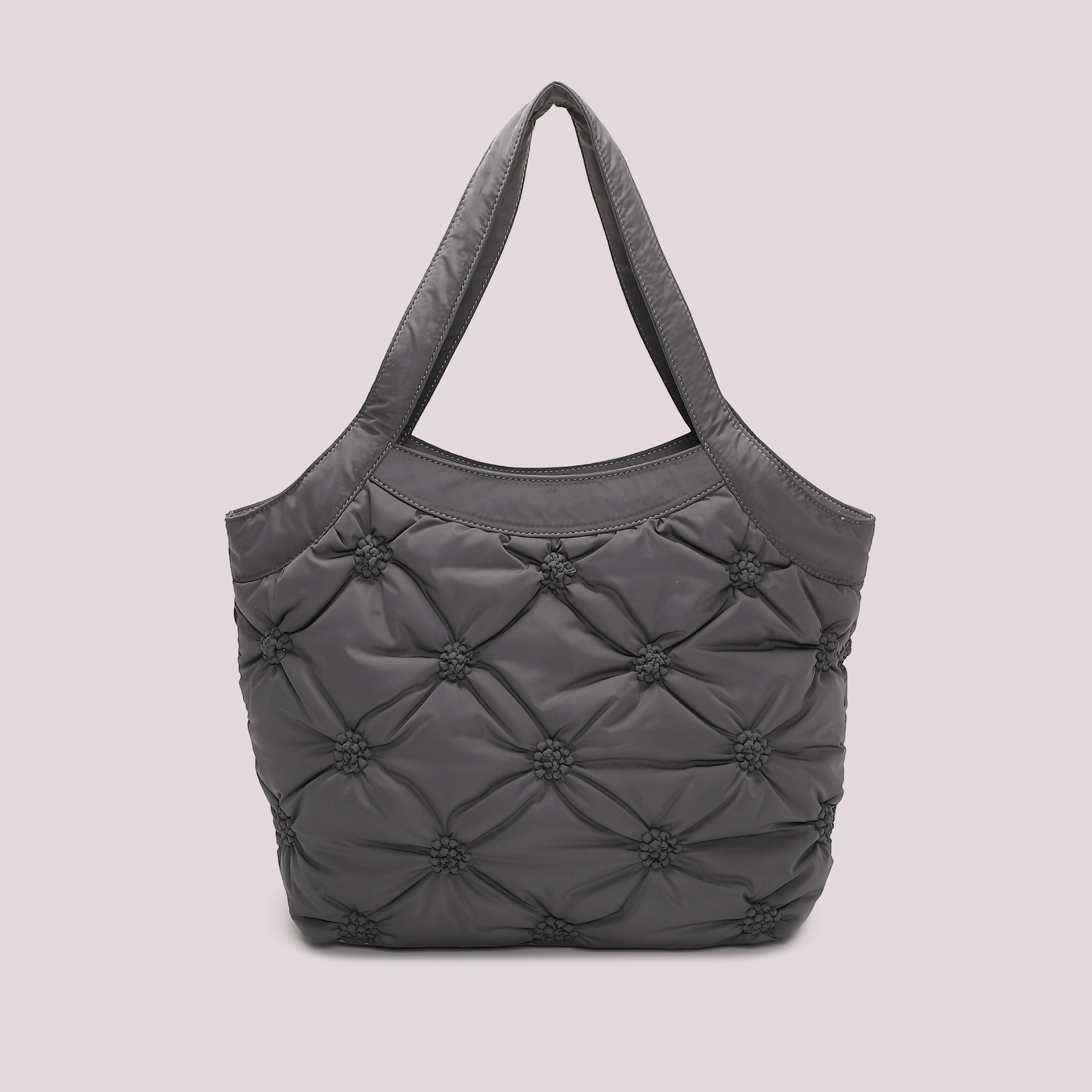 Mimi Mua Borsa Shopping Effetto Piumino Nera Trapuntata