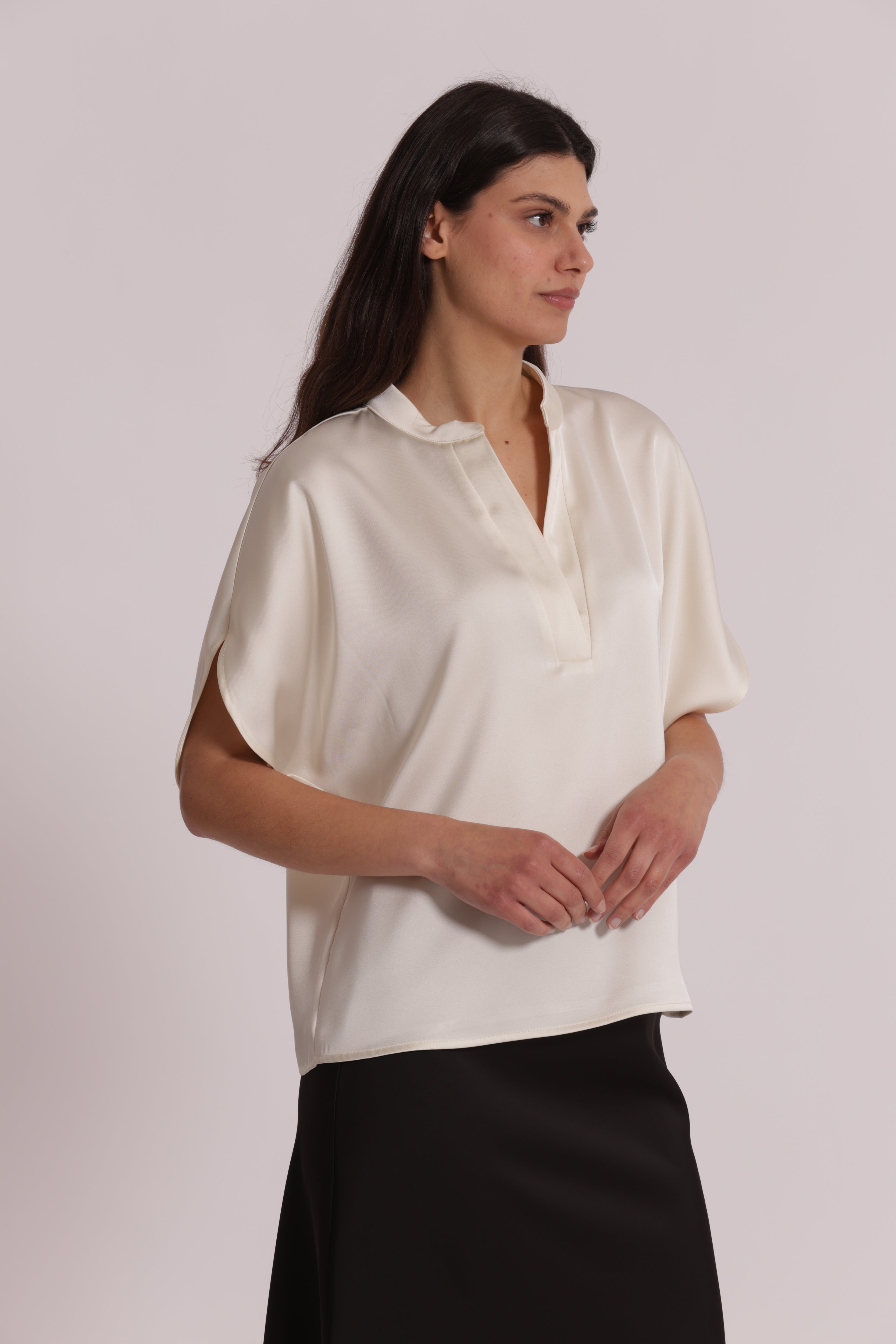 Mimi Mua Blusa Mezze Maniche Tulipano Nero S leggera