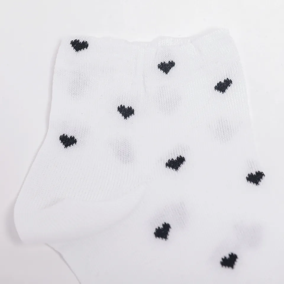 Mimi Mua Calzini con Cuori Bianco Nero Cotone