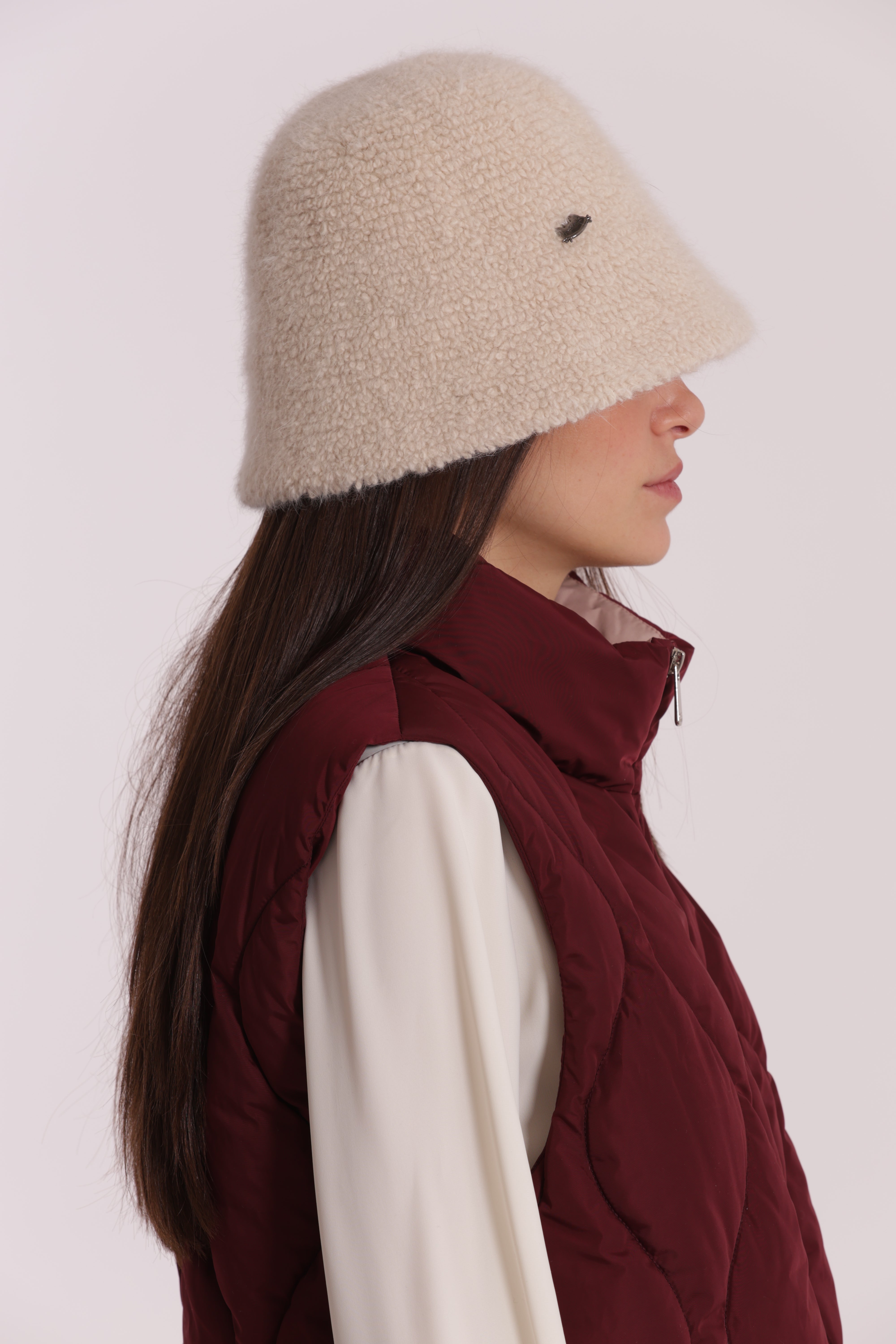 Mimi Mua Cloche Teddy cappello nero caldo