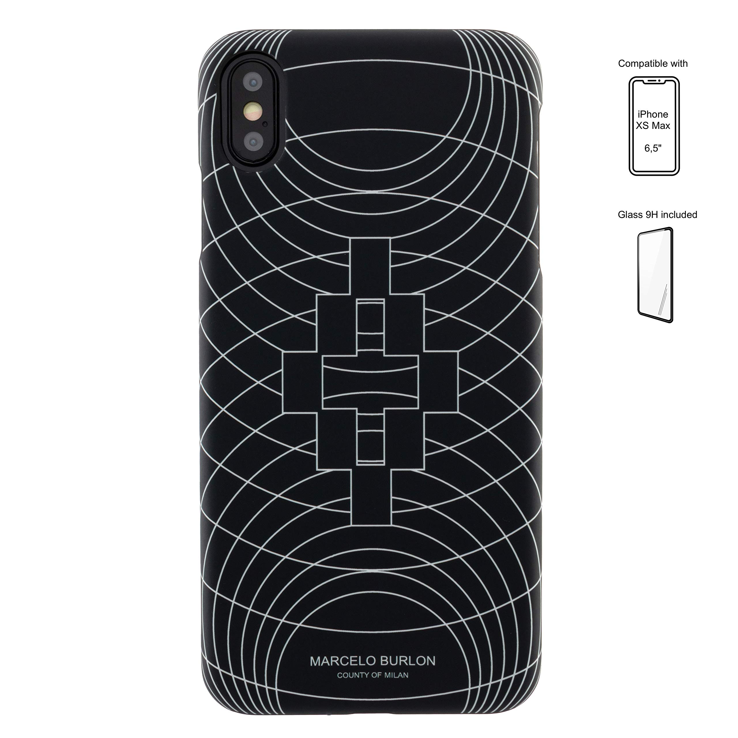 Marcelo Burlon County of Milan cover iPhone XS Max rigida con vetro 9H