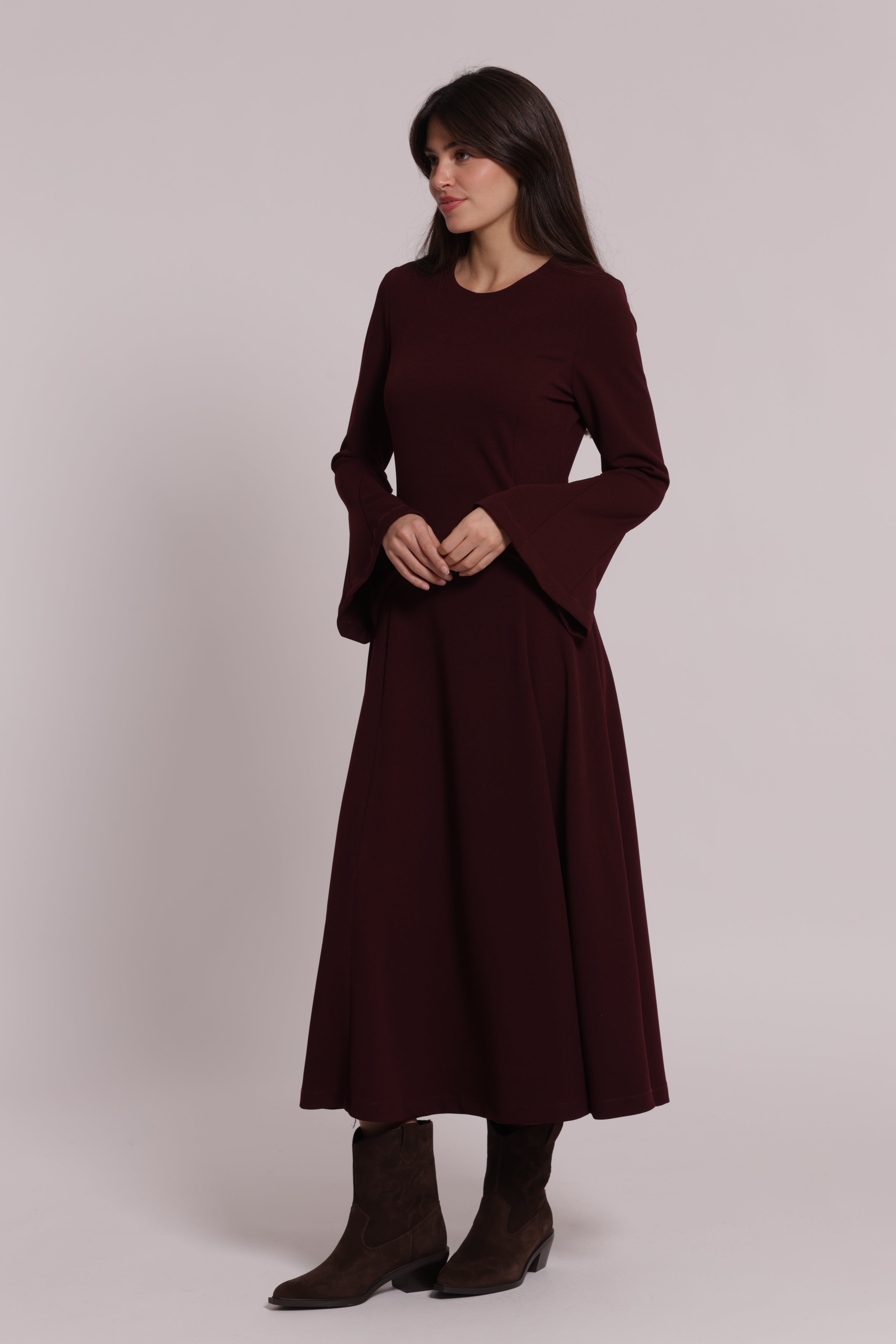 Mimi Mua Abito Lungo Scuba Crepe Tulipano Nero