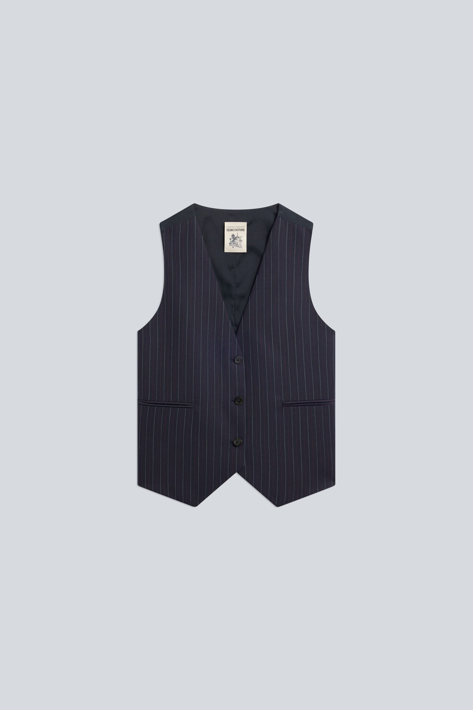 Semicouture Britney Y6WM53 gilet sartoriale gessato blue