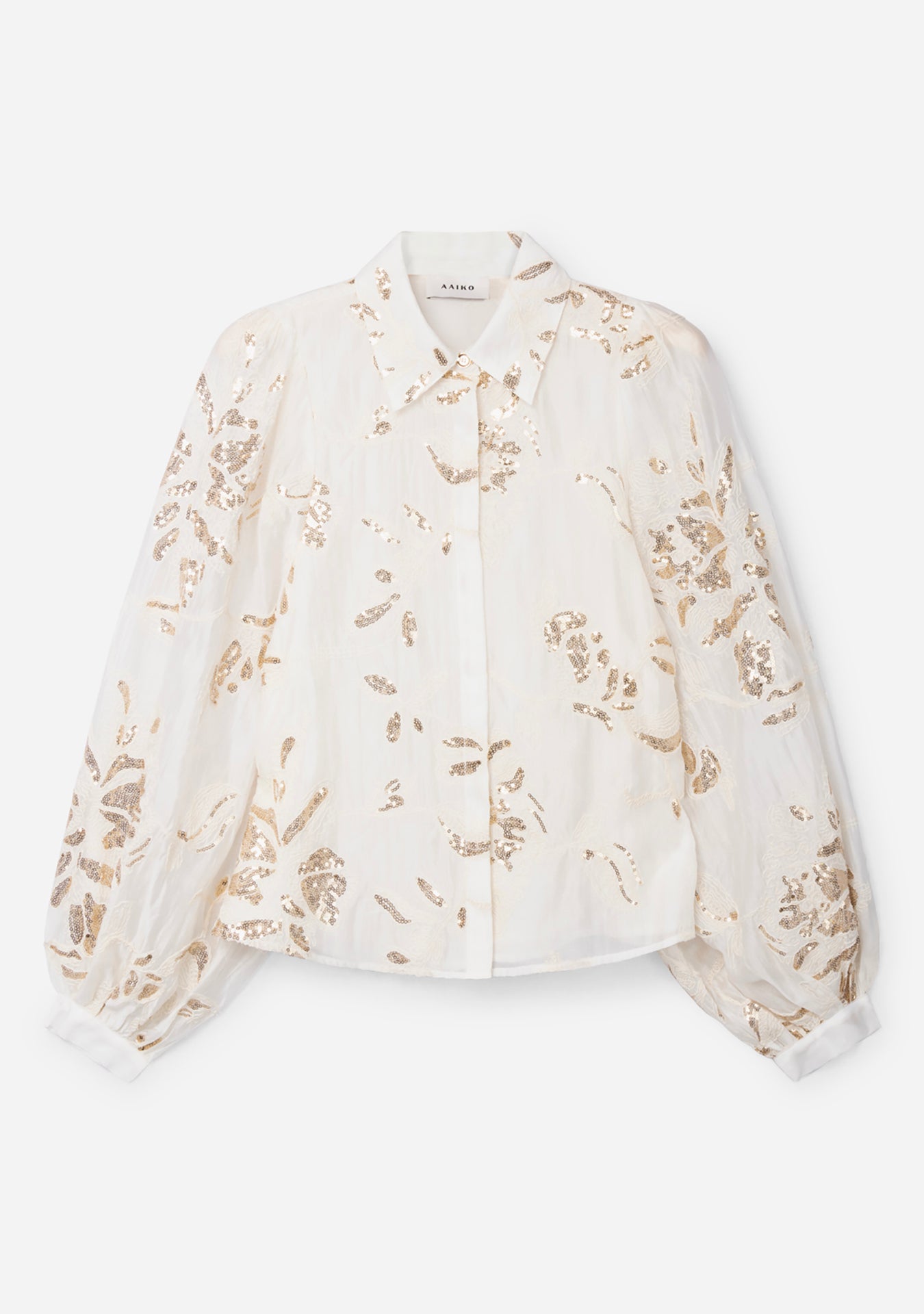 Aaiko Rose camicia crema con paillettes floreali
