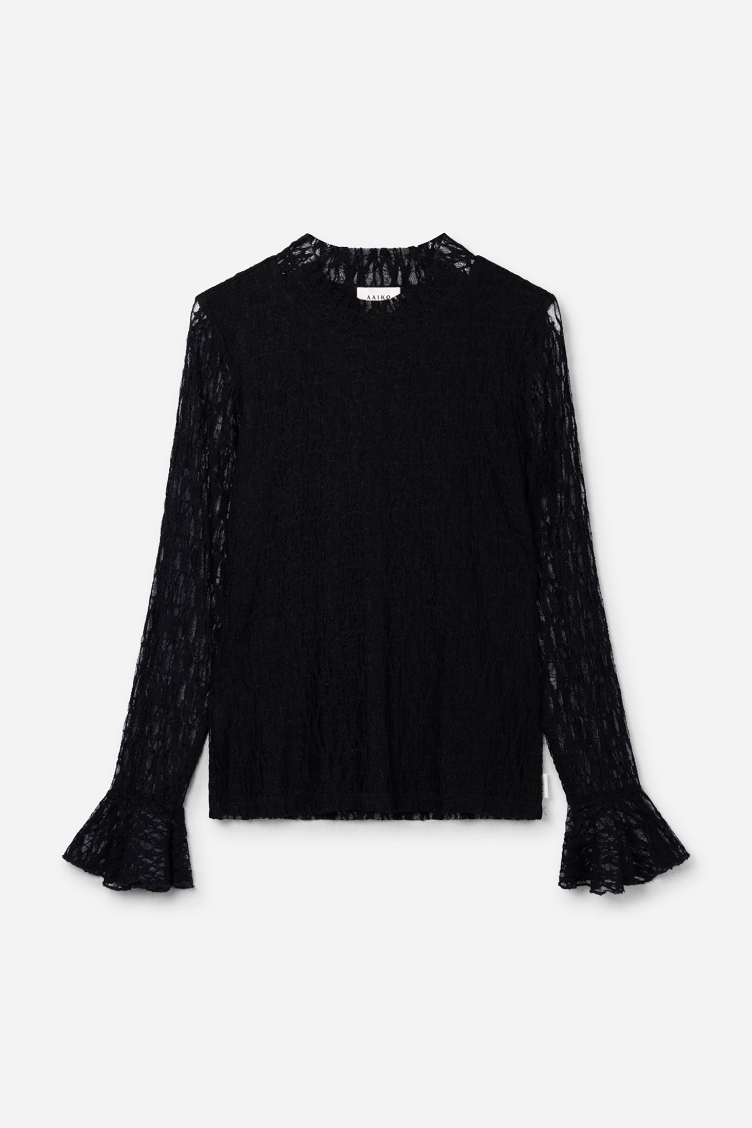 Aaiko Zina top nero elasticizzato balze traspirante