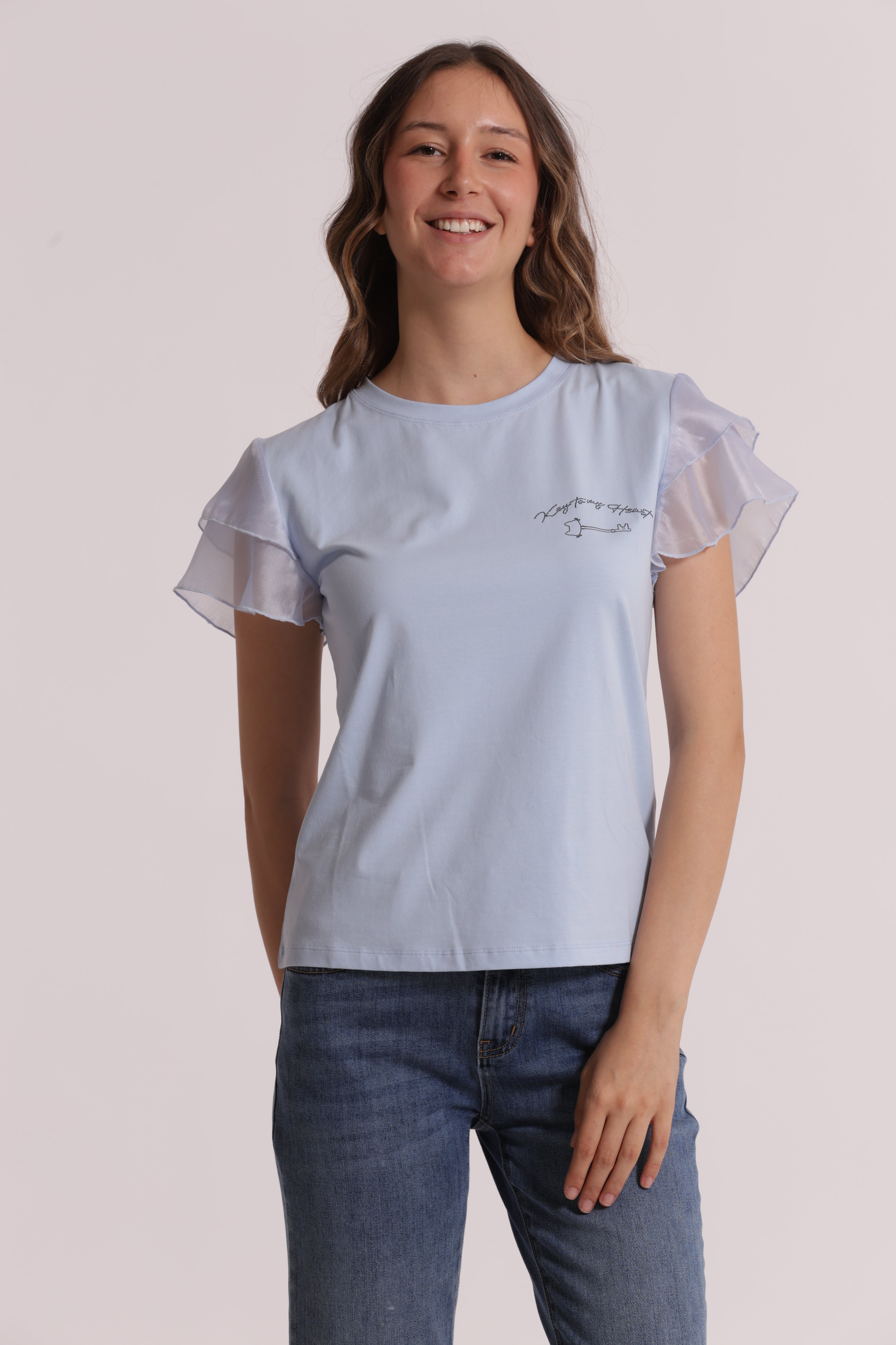 Mimi Mua T-Shirt Key To My Heart Maglietta Bianco Volant
