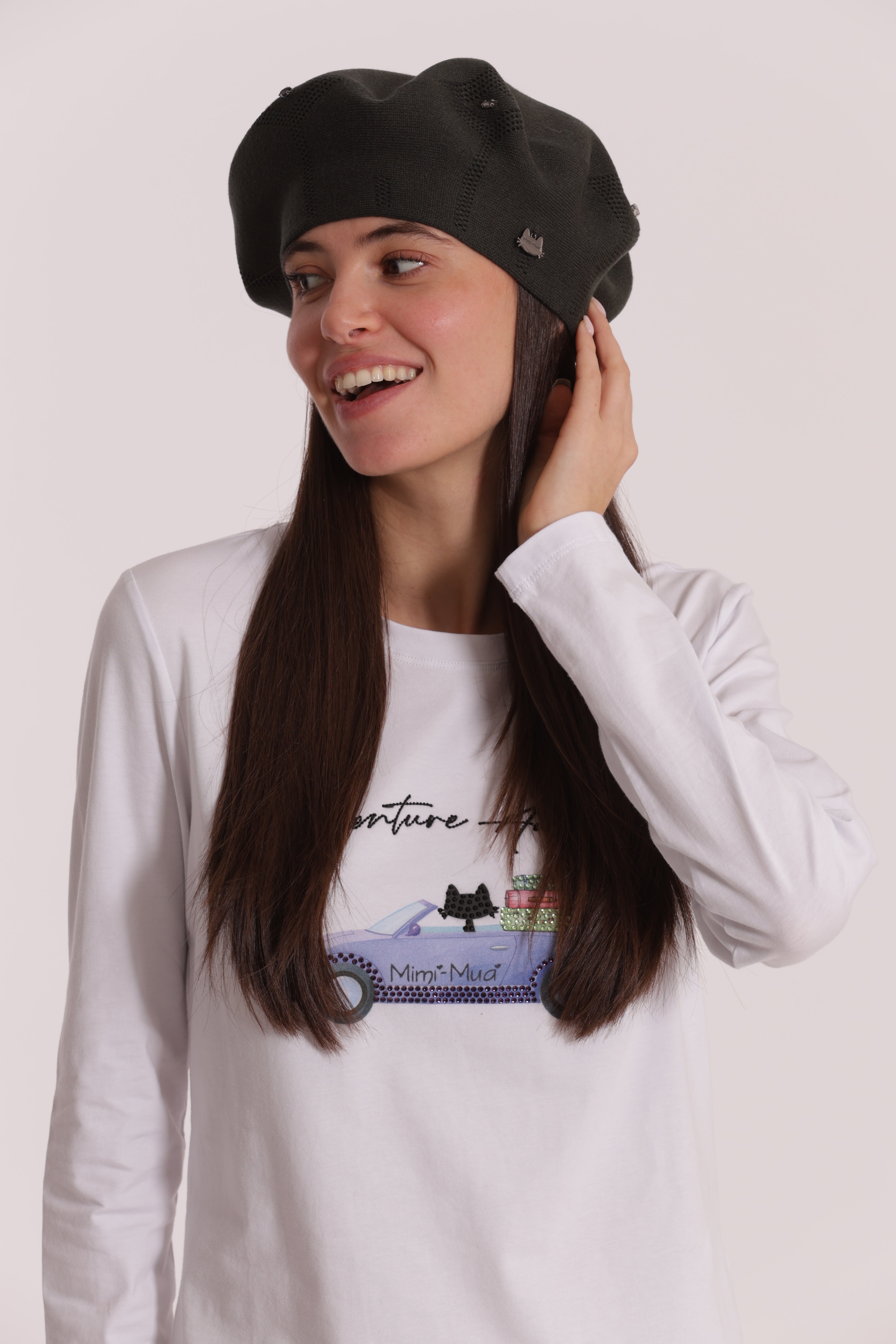 Mimi Mua Basco con Rivetto Strass Cappello Nero