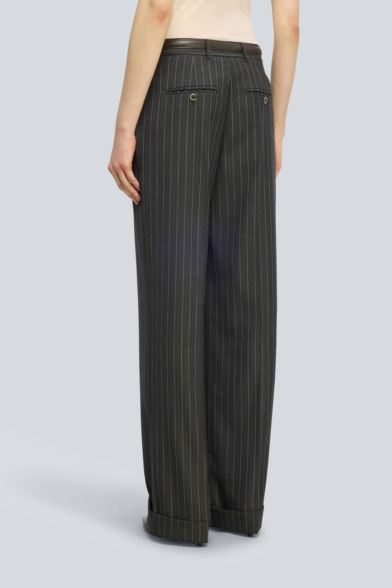 Semicouture Lola pantalone lana gessato grigio