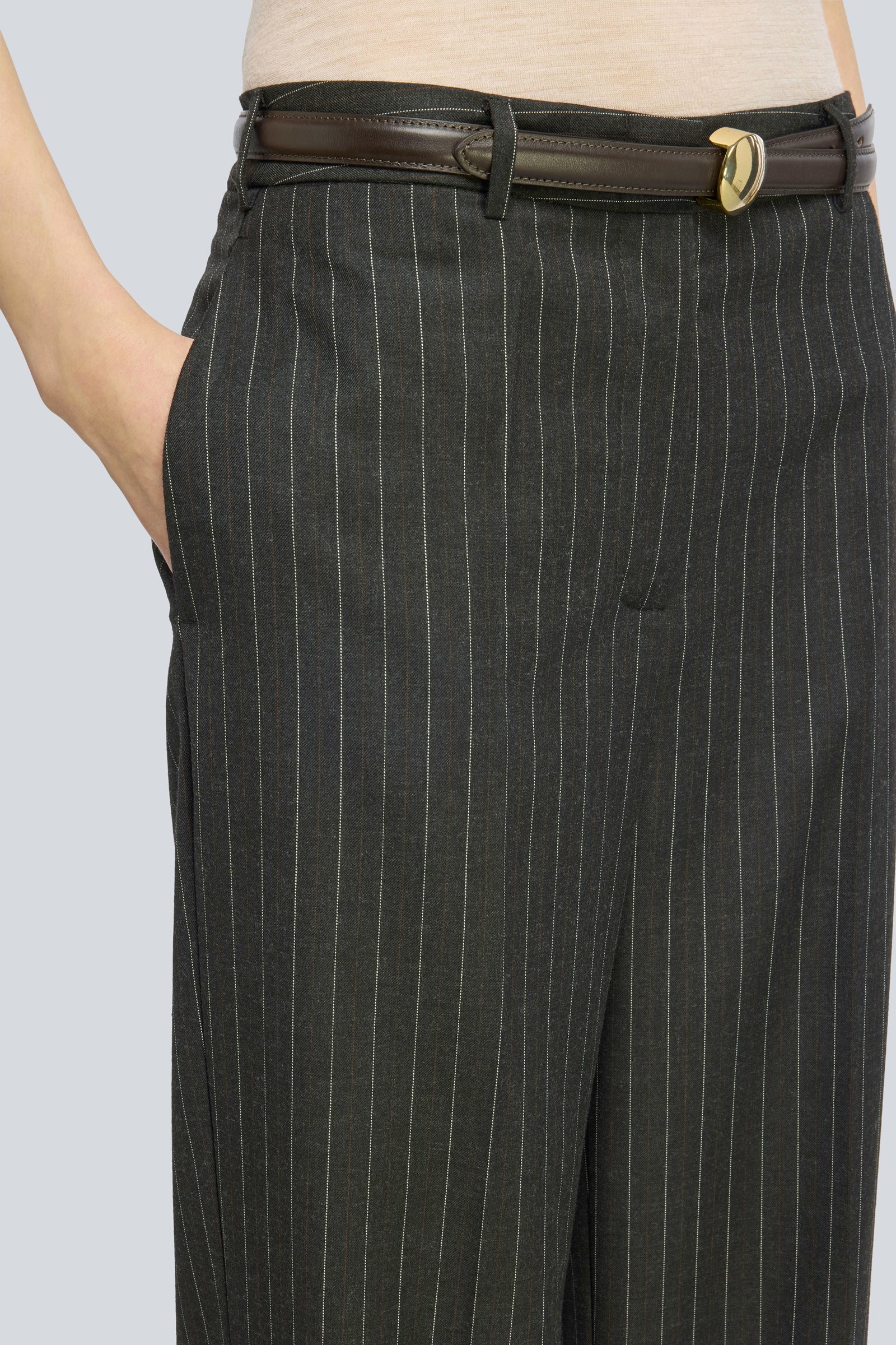 Semicouture Lola pantalone lana gessato grigio