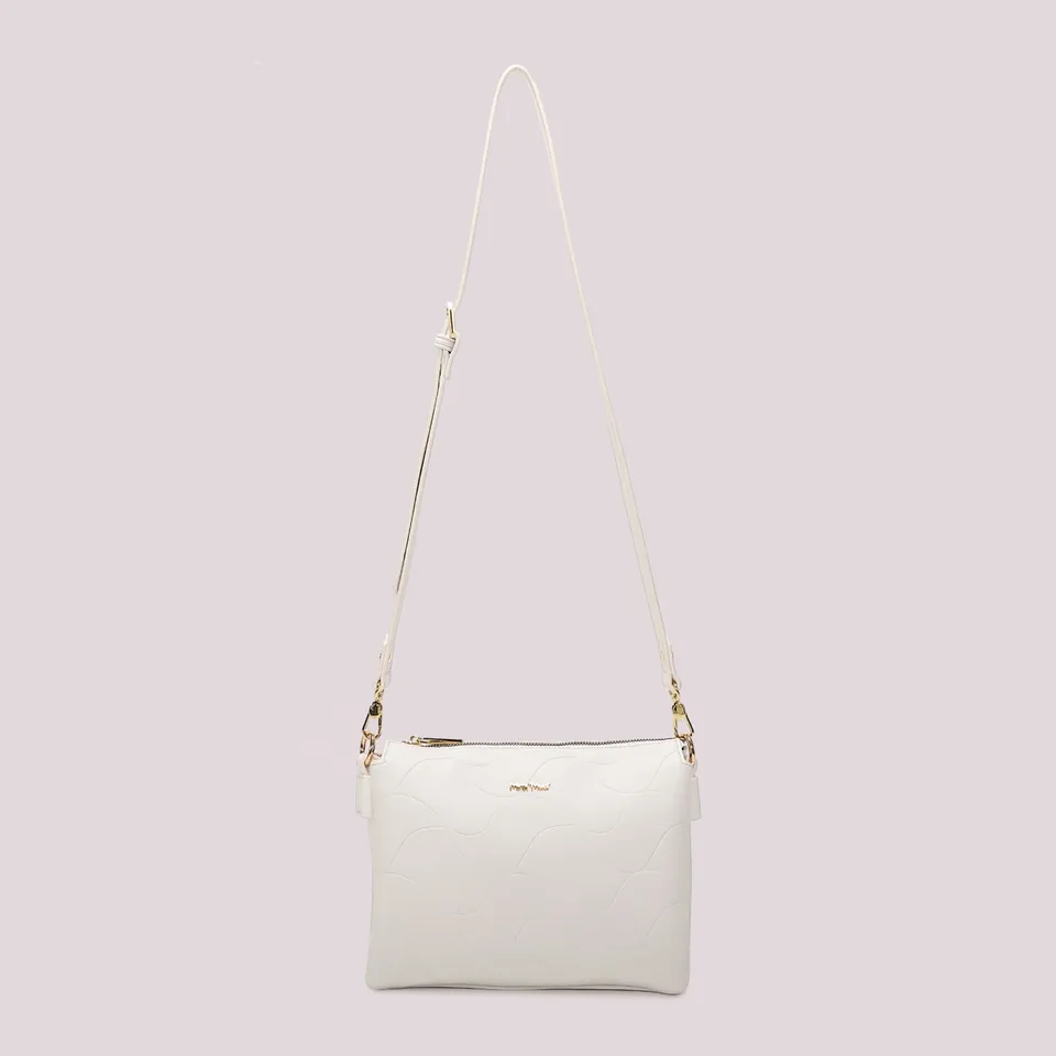Mimi Mua Motivo ad Onda borsa a tracolla bianco in PU