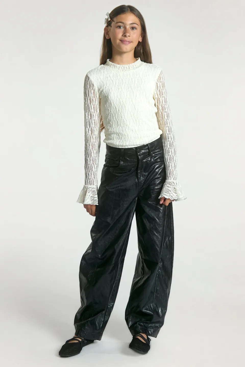 Aaiko Quinn pantaloni neri effetto pelle