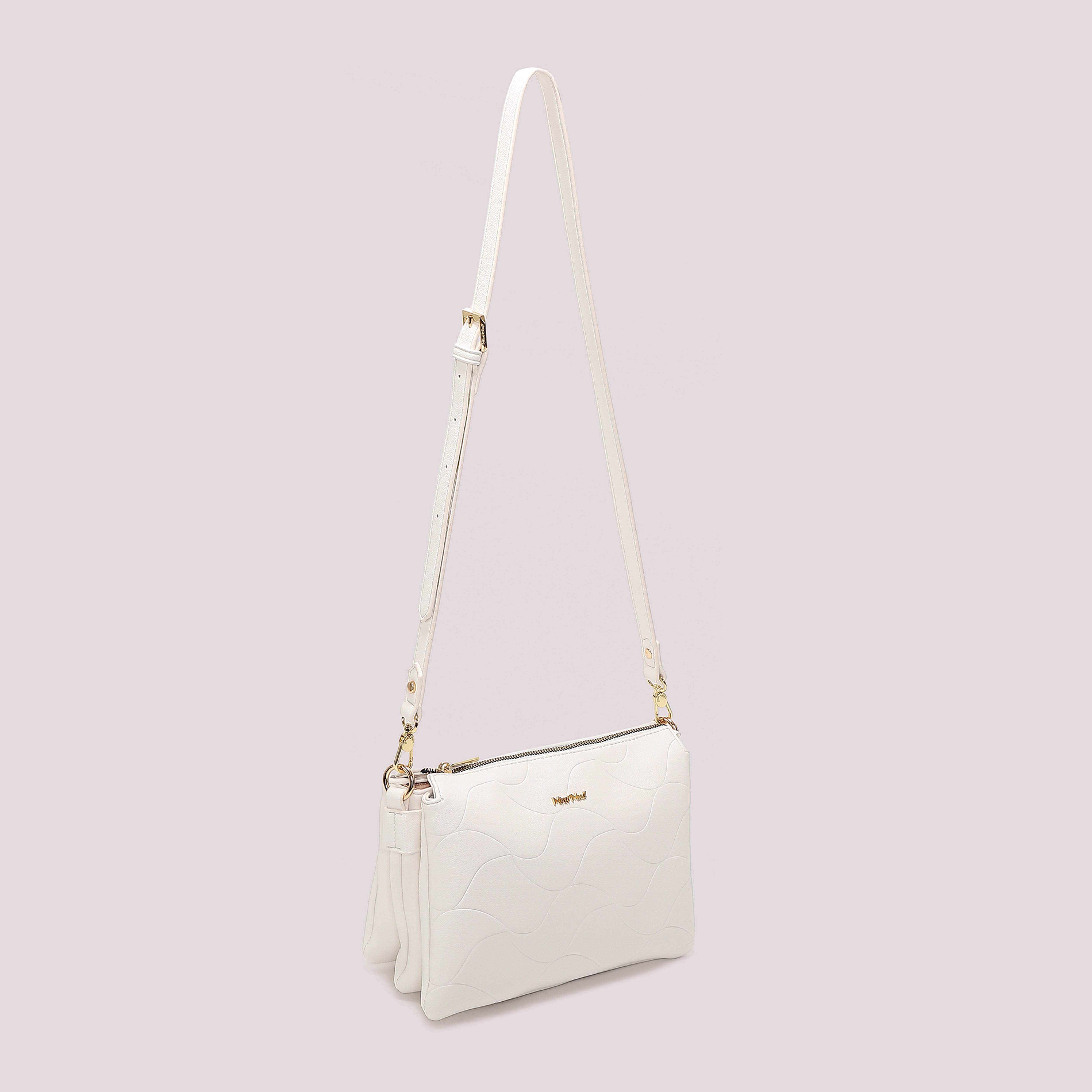 Mimi Mua Motivo ad Onda borsa a tracolla bianco in PU
