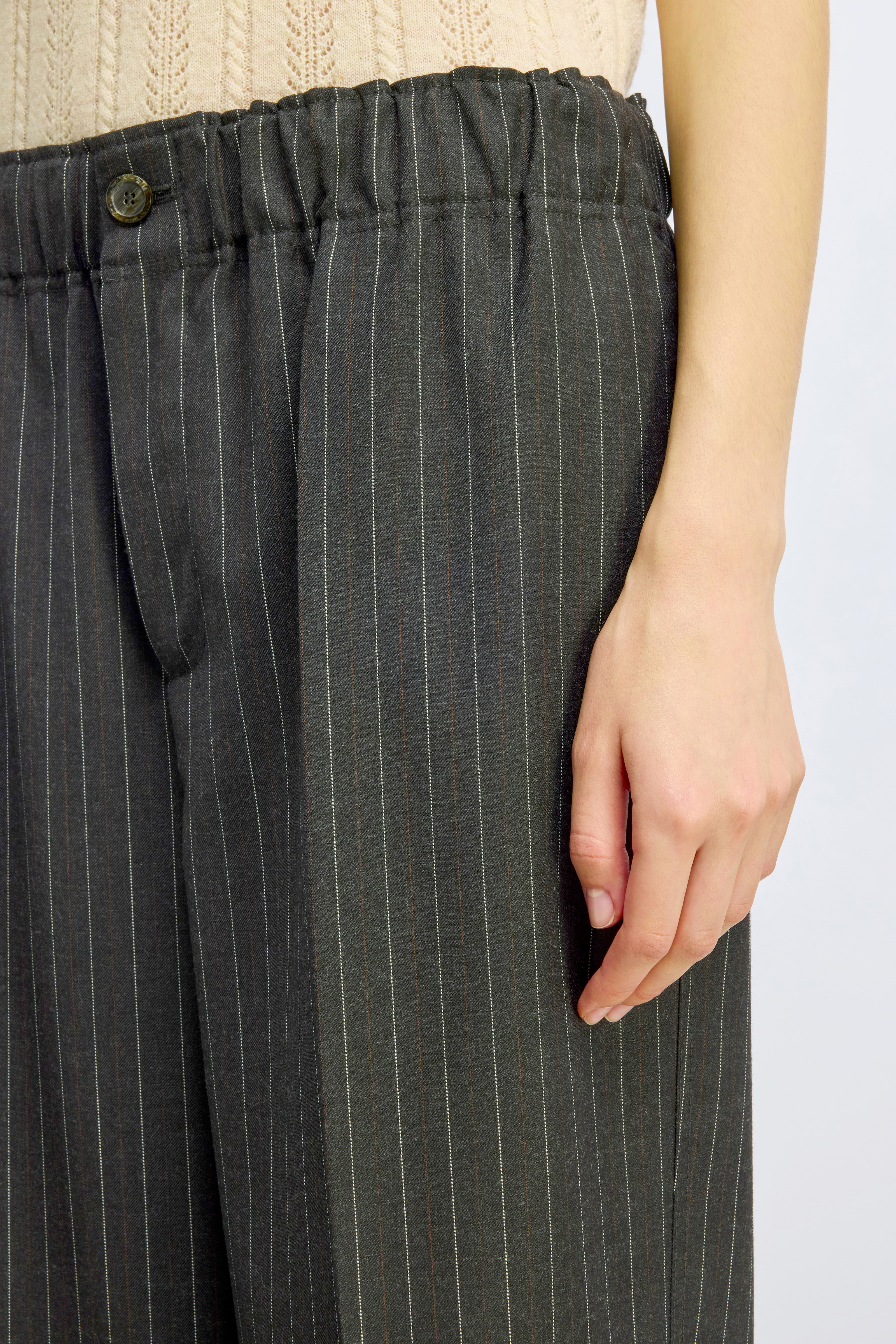 Semicouture Kailey pantalone lana gessato grigio
