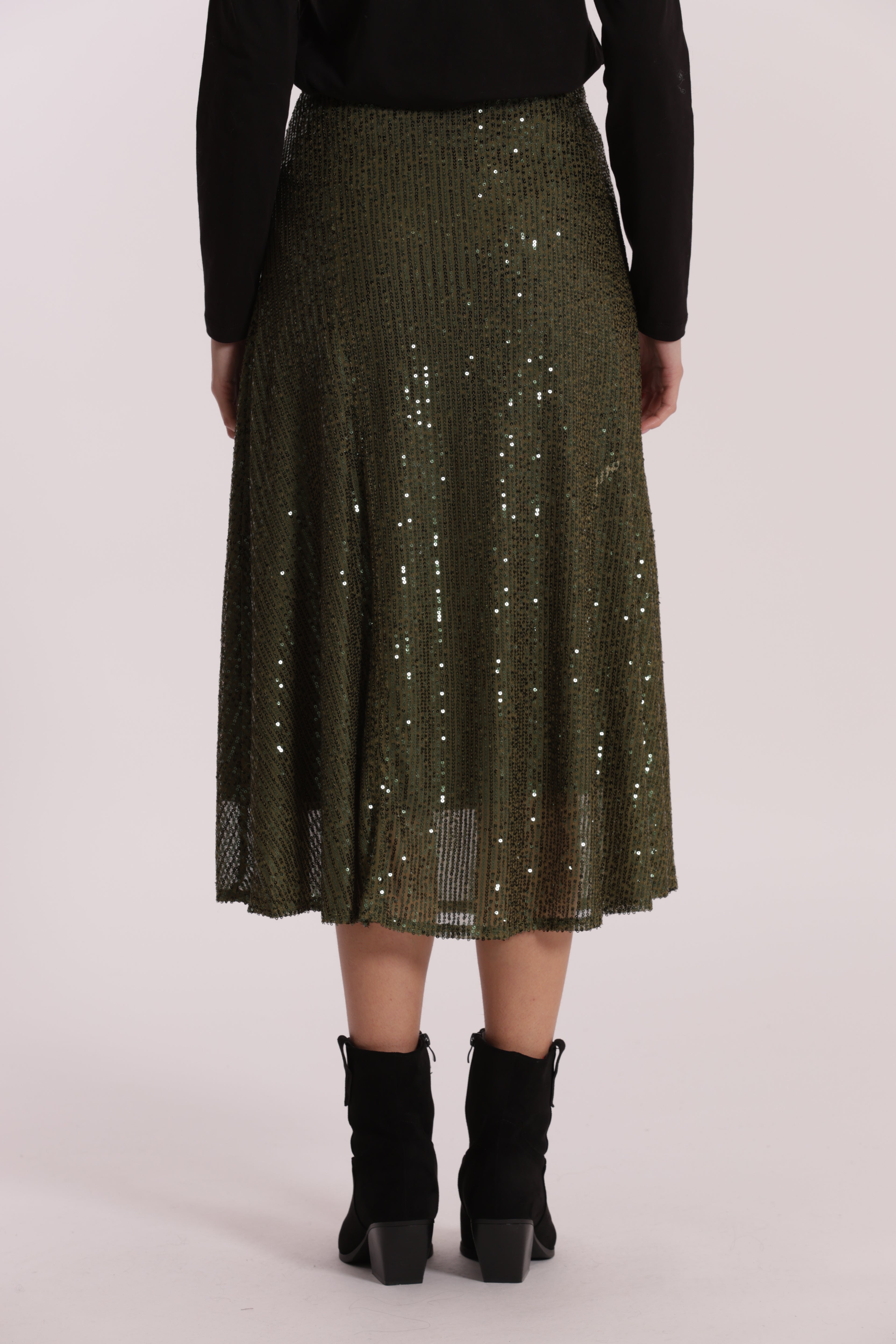 Mimi Mua Gonna Longuette in Paillettes Nero S Lucente