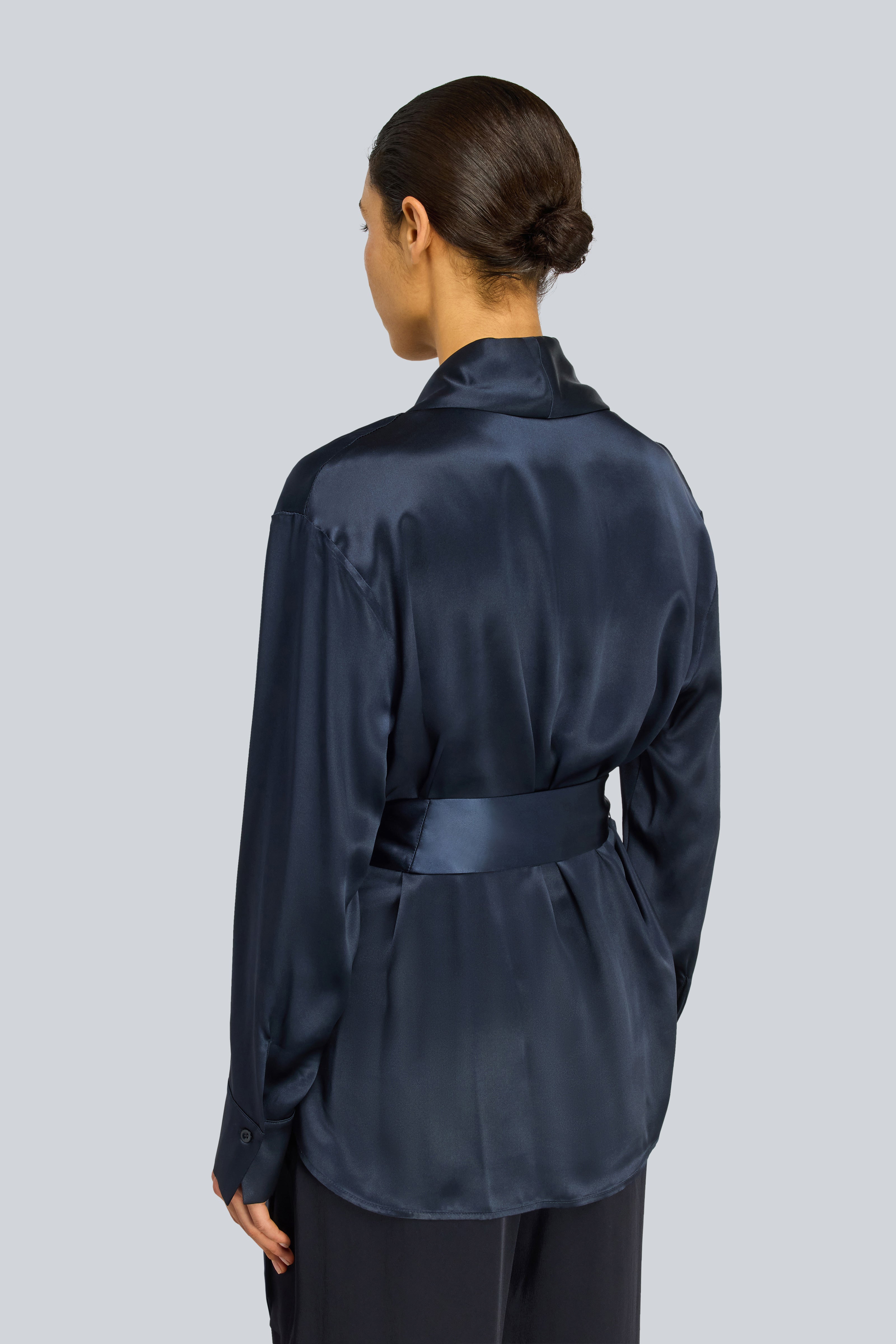 Semicouture Poppy giacca blu notte seta