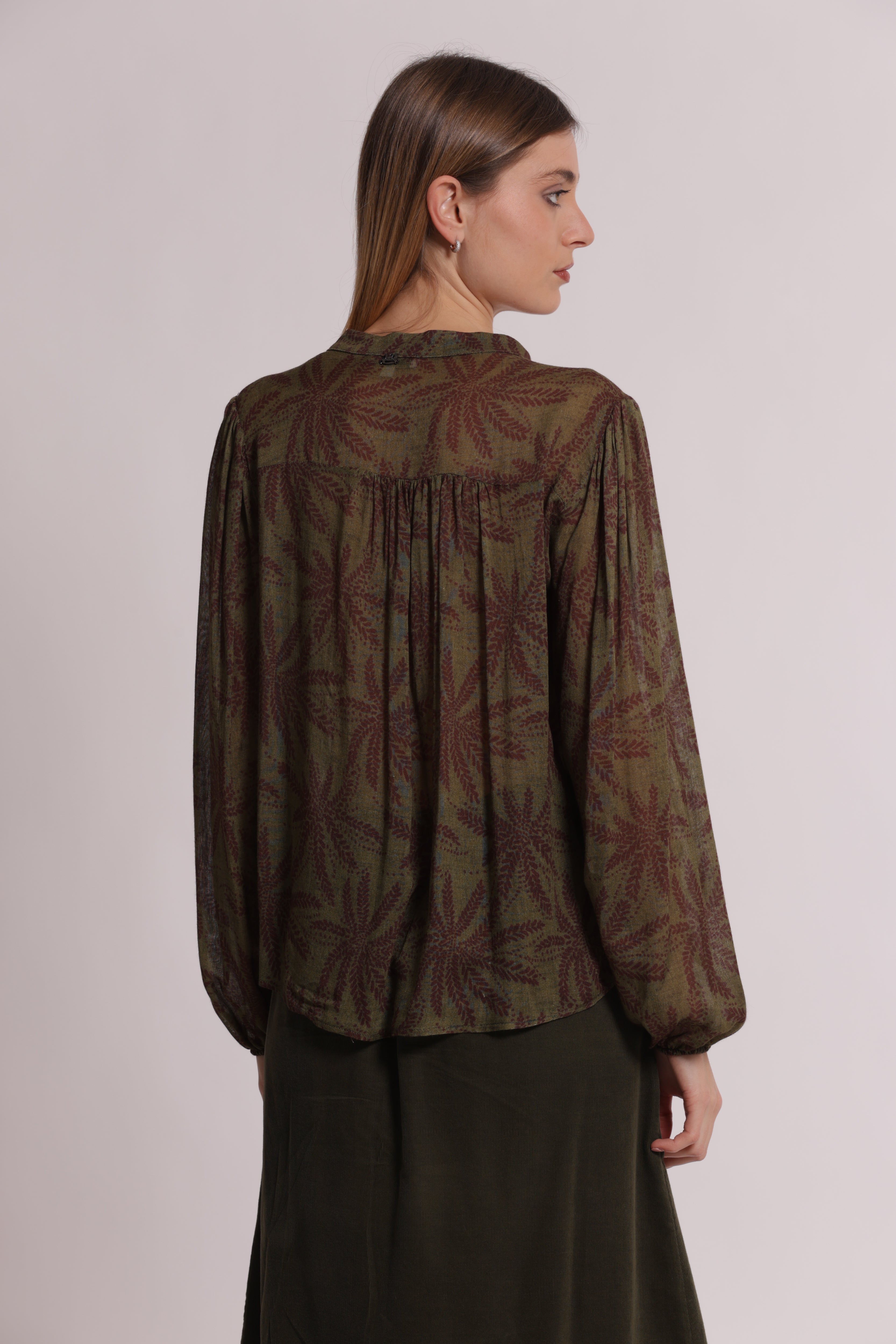 Mimi Mua Blusa Scollo V Garza Viscosa Fantasia