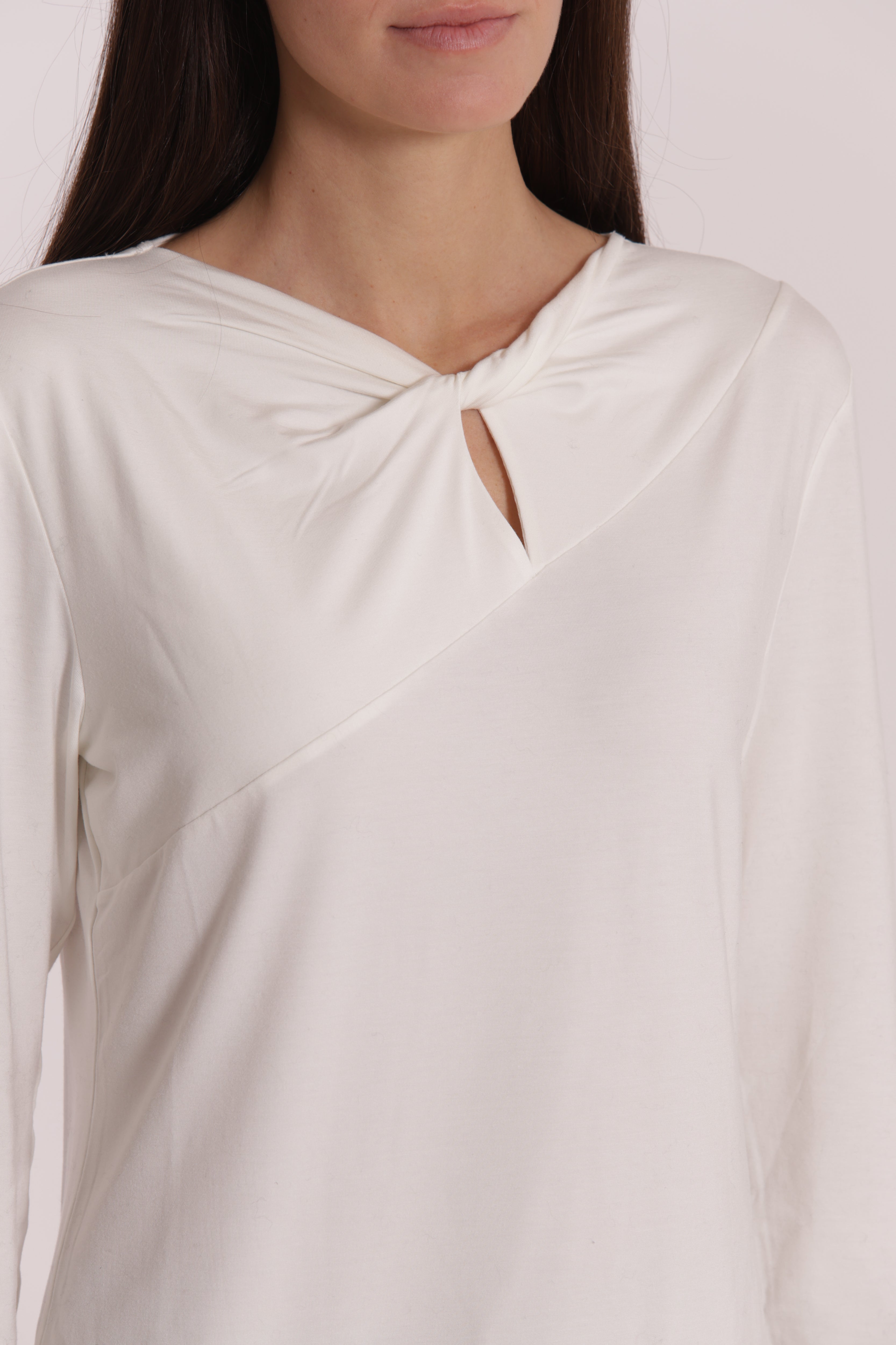 Mimi Mua T-Shirt Nodo Davanti Bianca Cotone