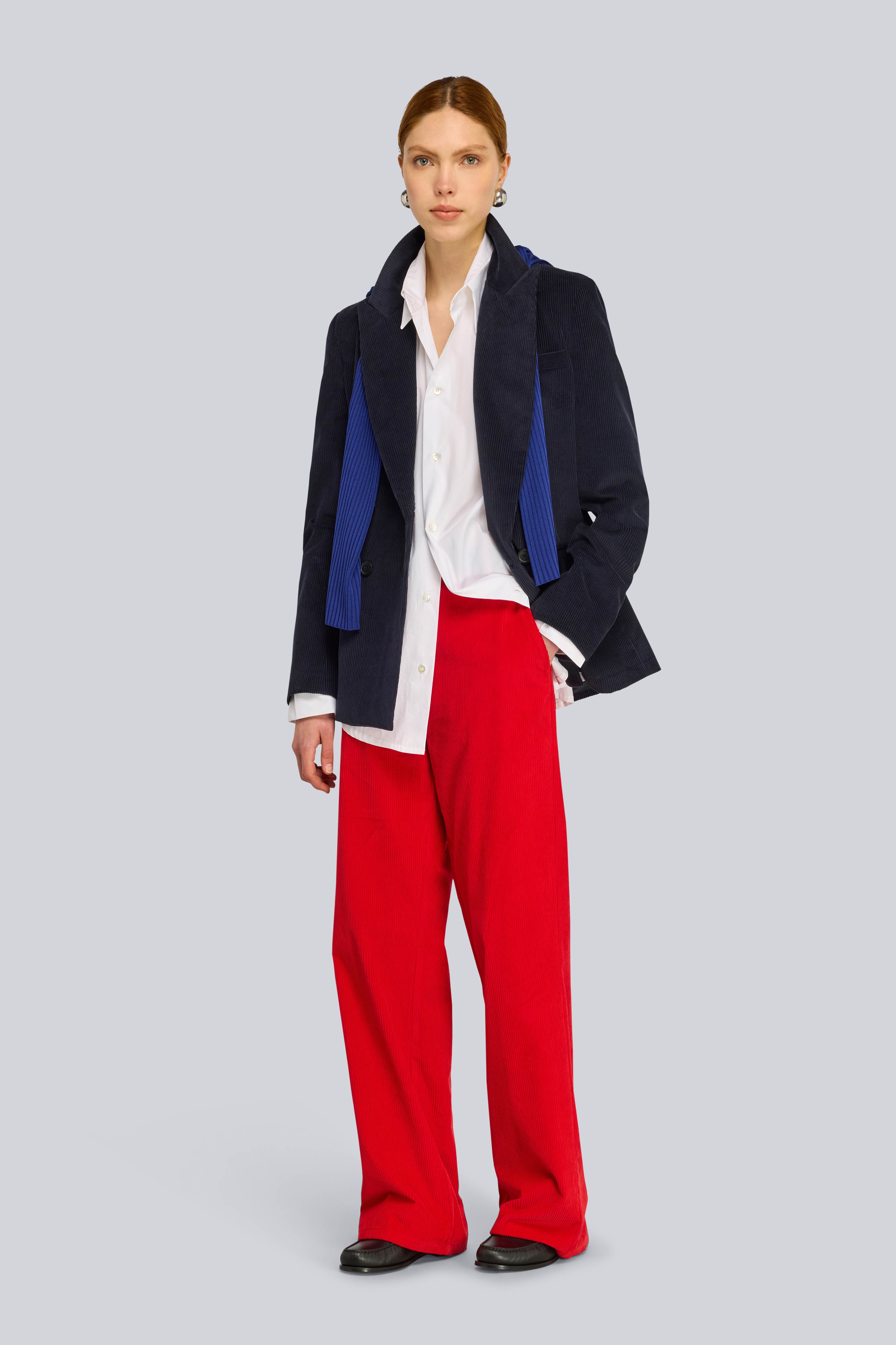 Semicouture Quennie pantalone velluto rosso lacca