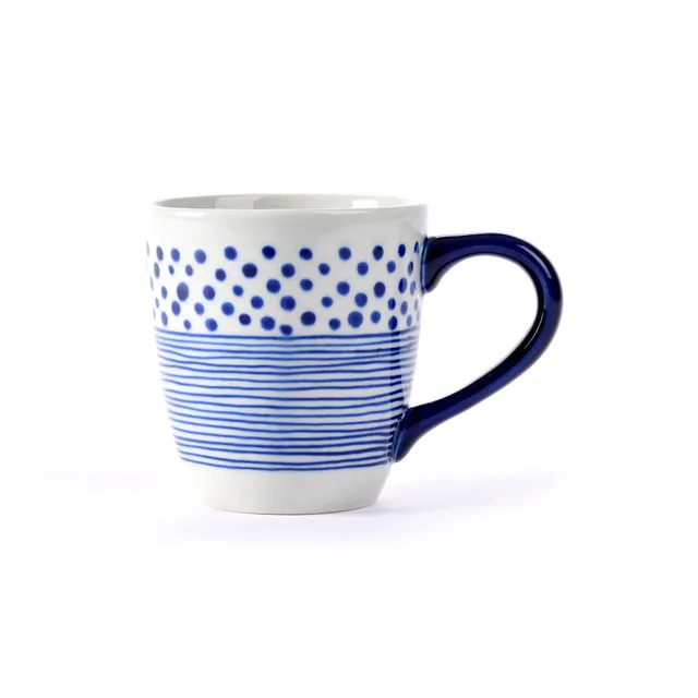 On Earth Cooperative Collection Dot Stripes tazza ceramica blu artigianale