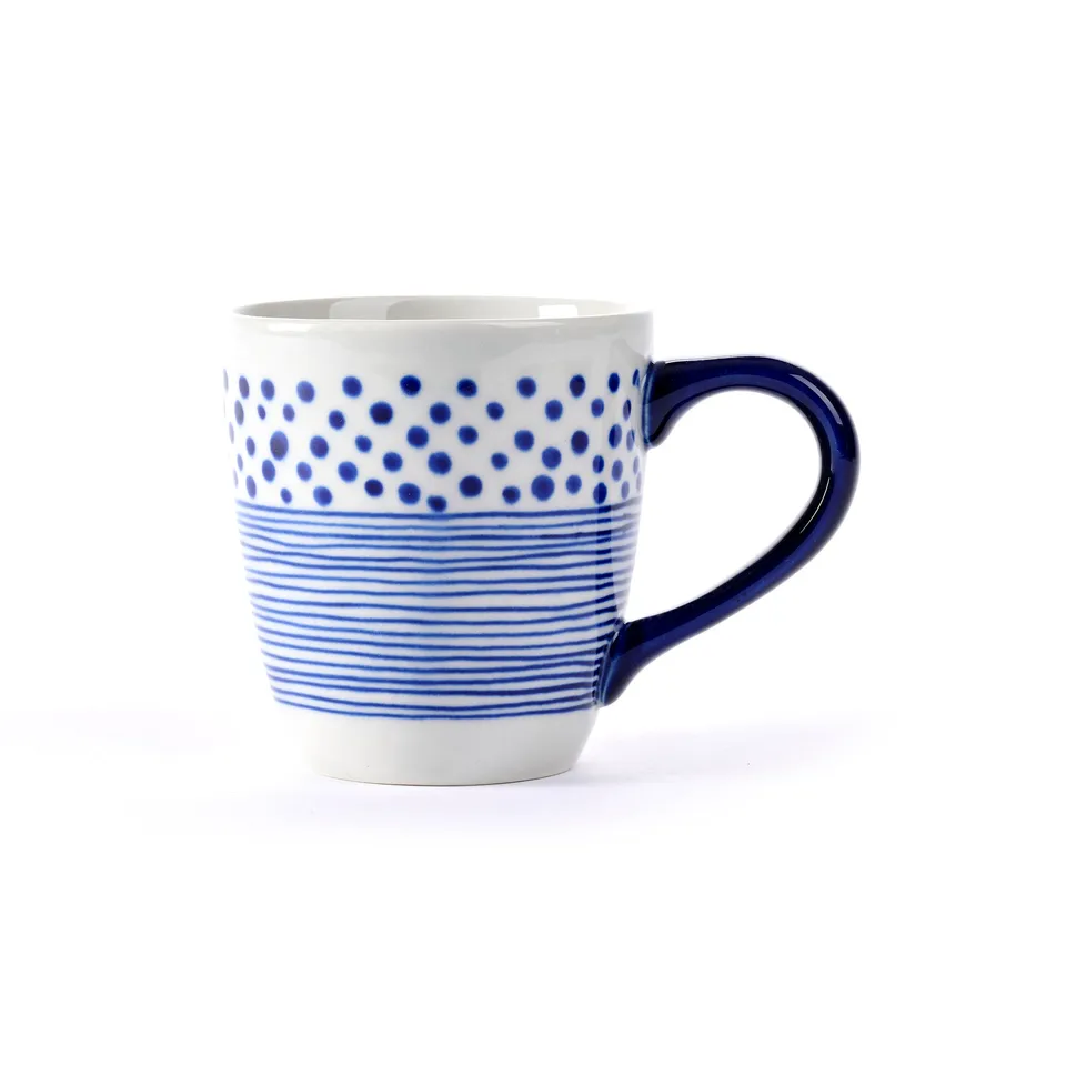 On Earth Cooperative Collection Dot Stripes tazza ceramica blu artigianale