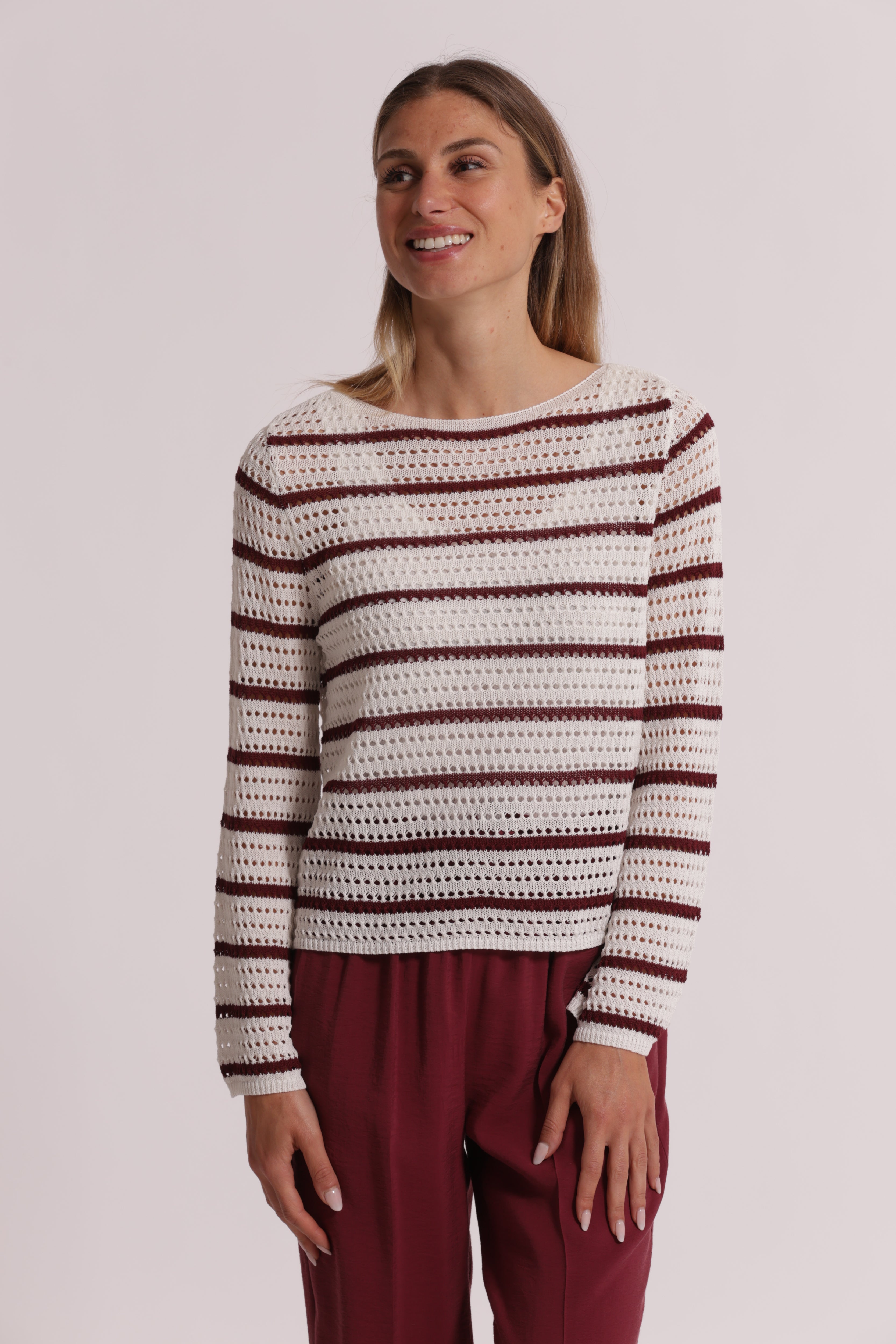Mimi Mua maglia traforata bicolor nero panna