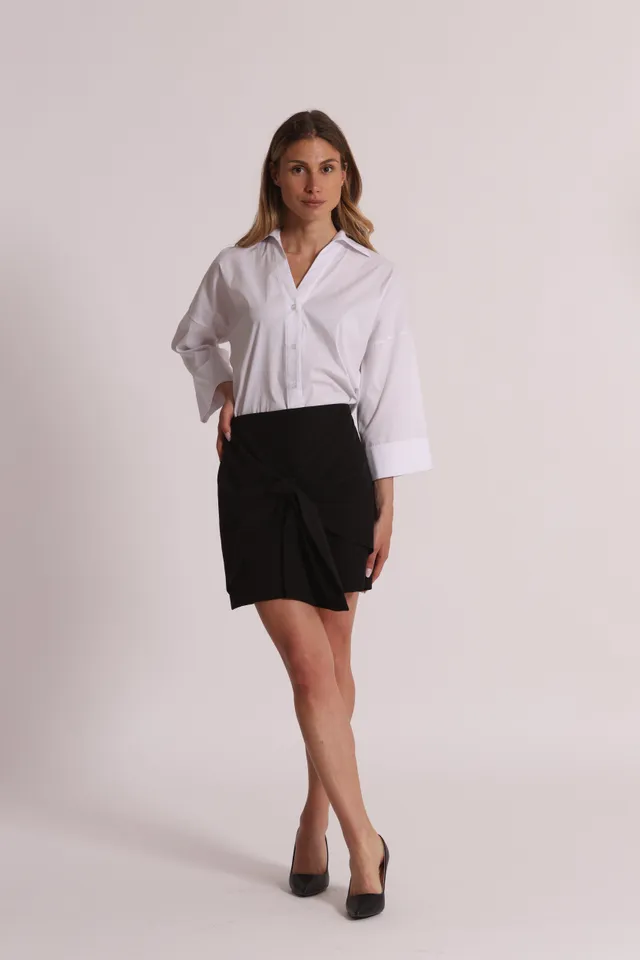 Mimi Mua Gonna Corta con Fiocco Frontale Nero elasticizzata