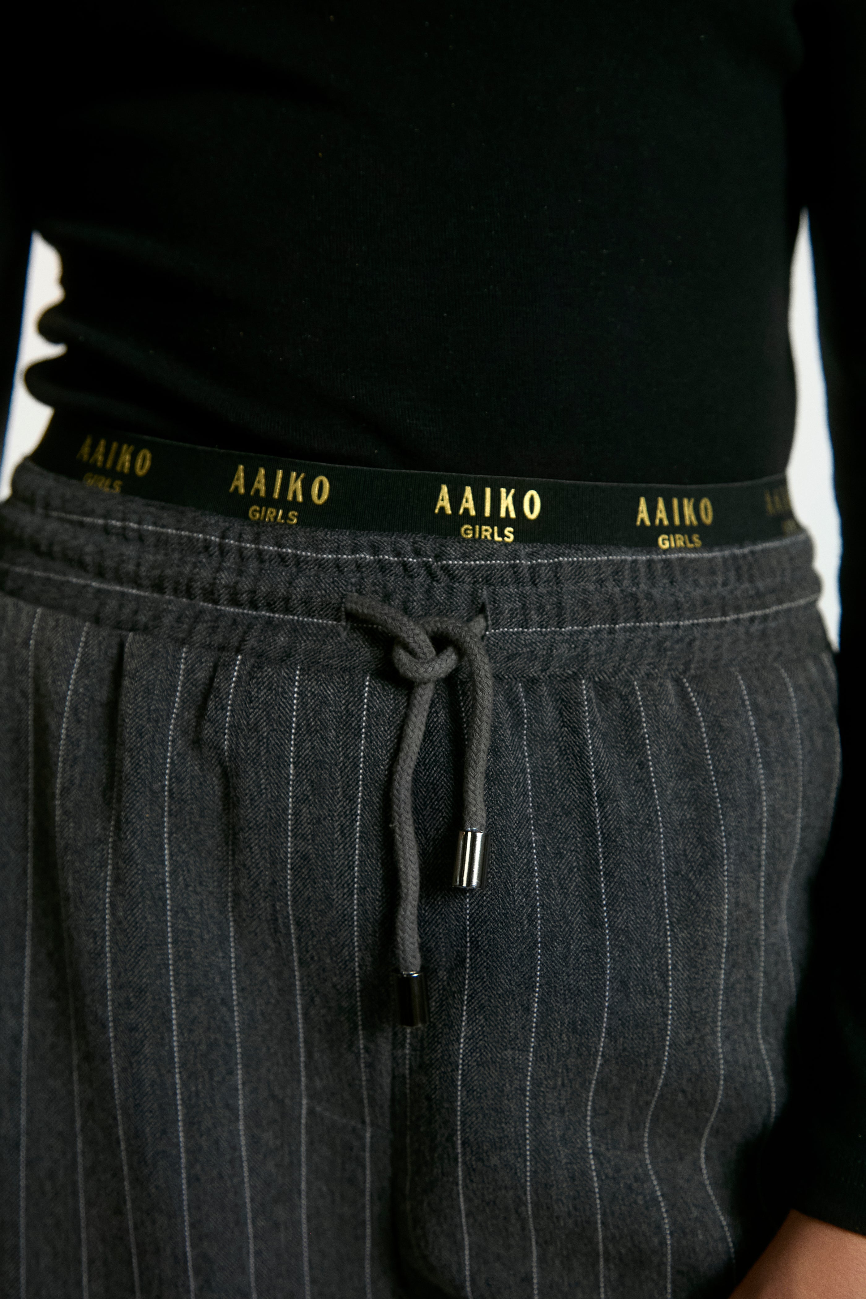 Aaiko Esila pantaloni bambina grigi gessati palazzo