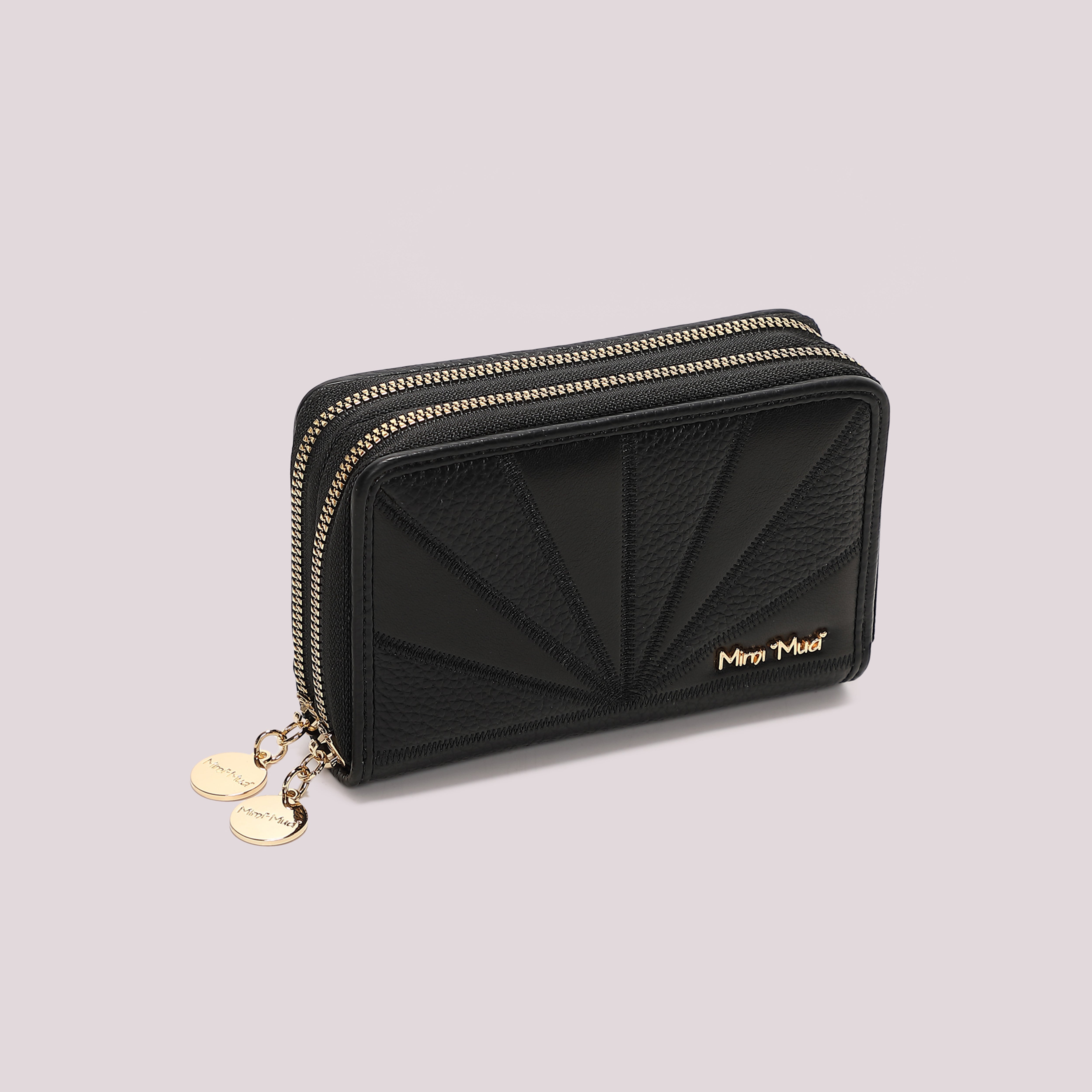 Mimi Mua Portafoglio Medio 2 Zip Portafoglio Nero