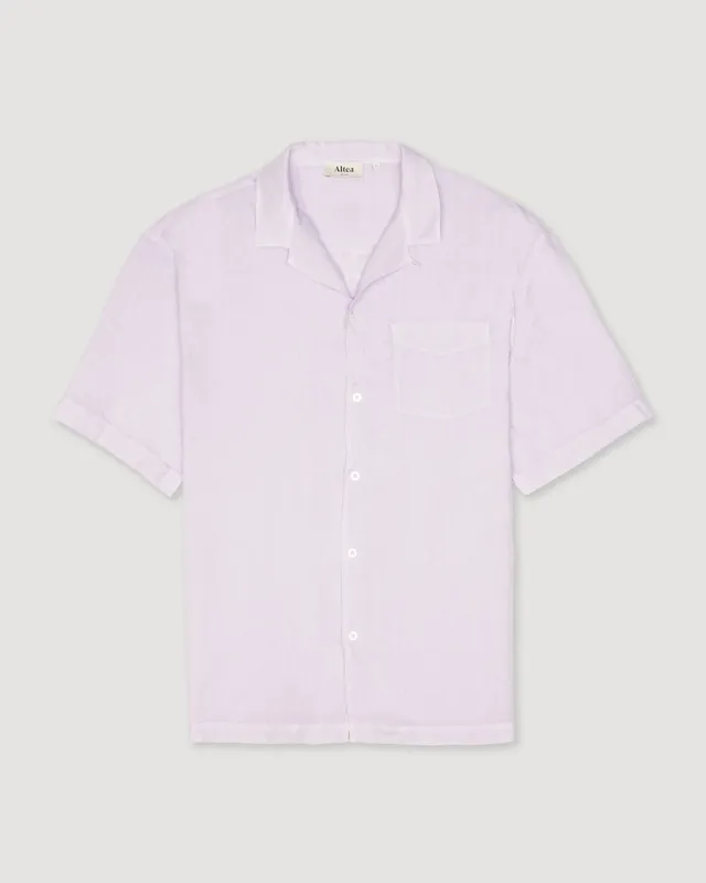 Altea Bart camicia lino viola manica corta over
