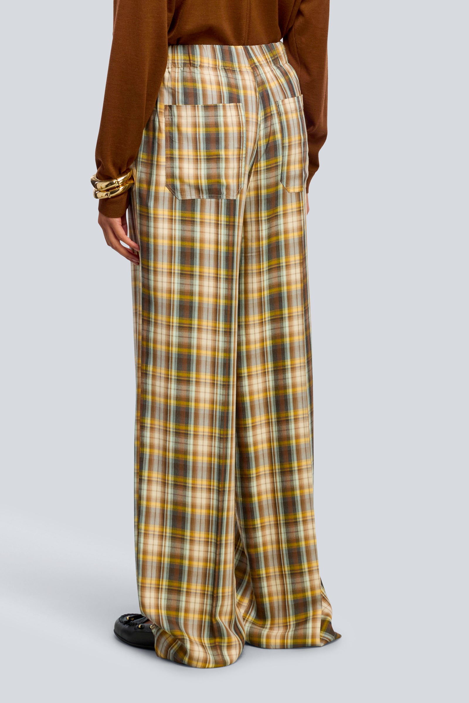 Semicouture Selene pantalone check canyon-nuvola