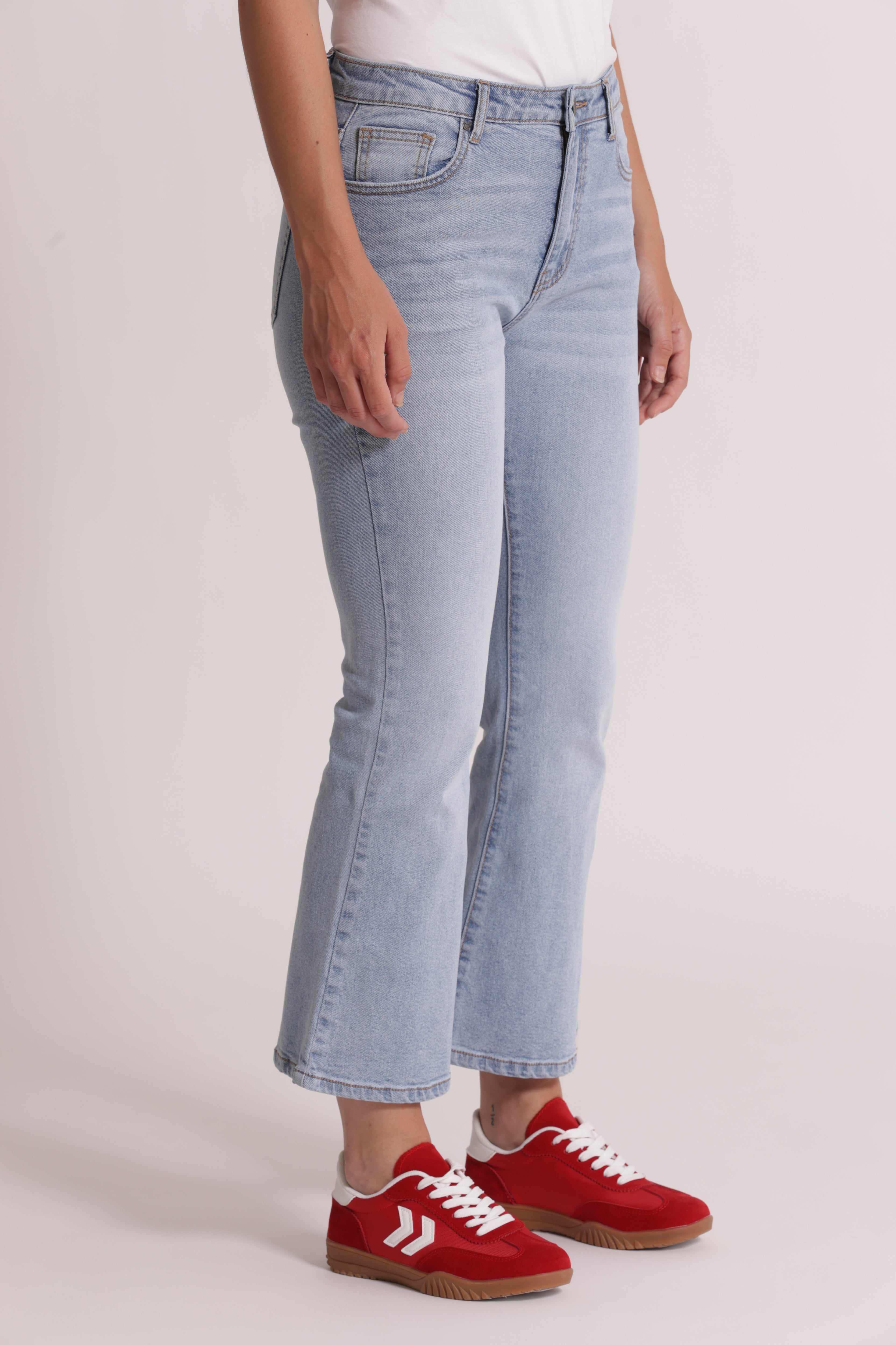 Mimi Mua jeans a zampa blu chiaro cotone