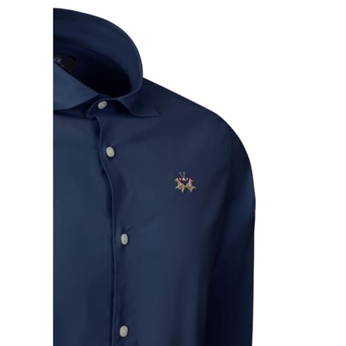 La Martina MCC002 camicia uomo XL blu scuro cotone