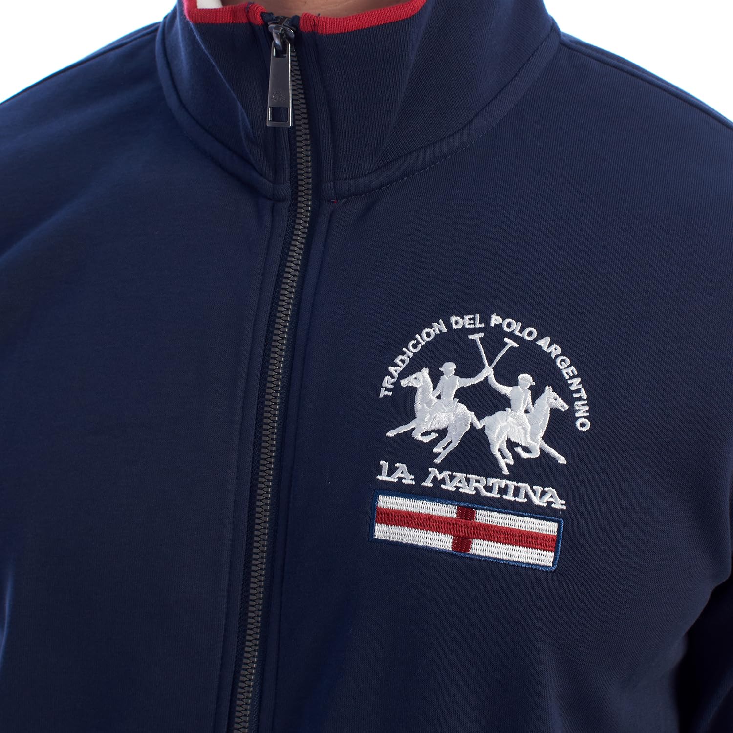 La Martina YMF602-FP112 felpa uomo fullzip blu navy cotone