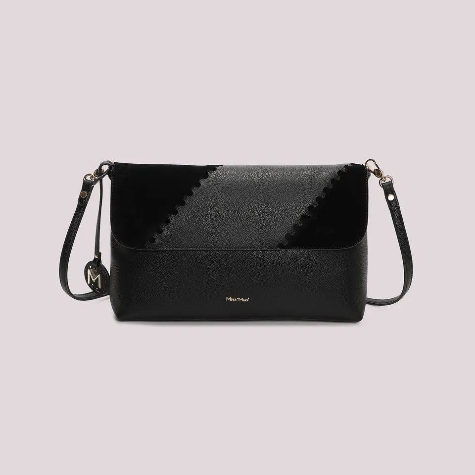 Mimi Mua Borsa a Busta Patch Camoscio Nero