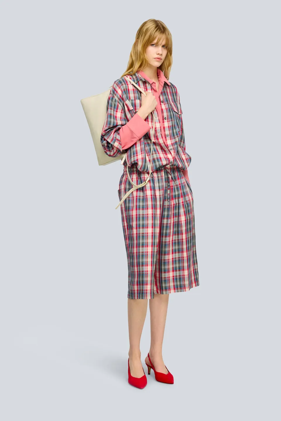 Semicouture Erica bermuda viscosa check ginocchio