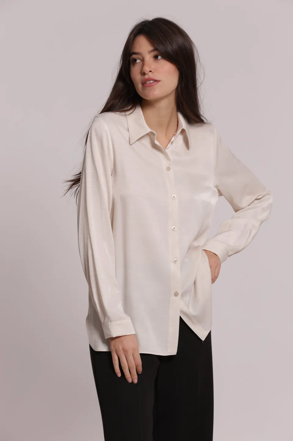 Mimi Mua Camicia Uomo Mano Seta viscosa nera