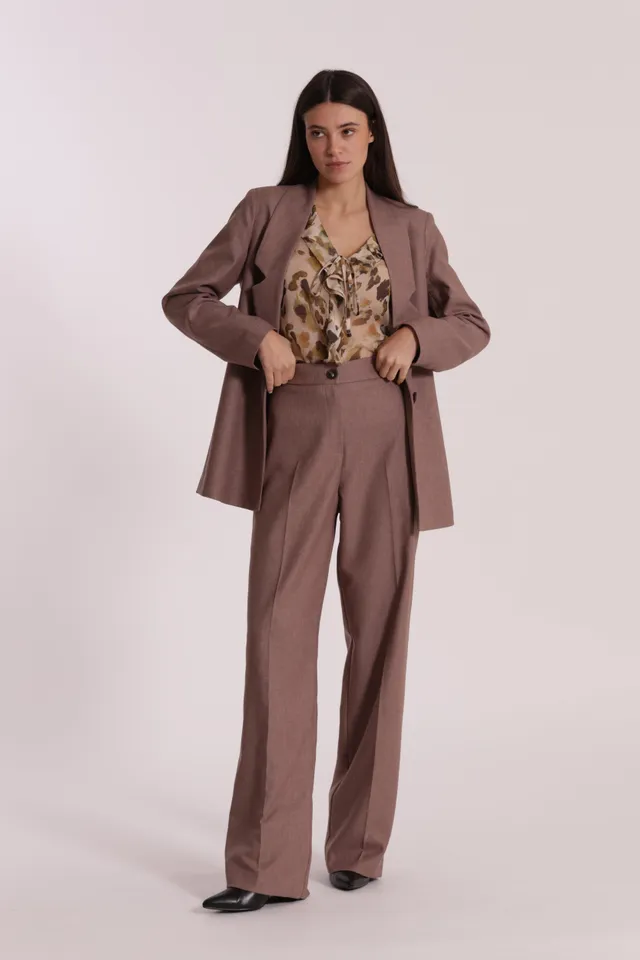 Mimi Mua pantalone palazzo fiammato pantalone tortora