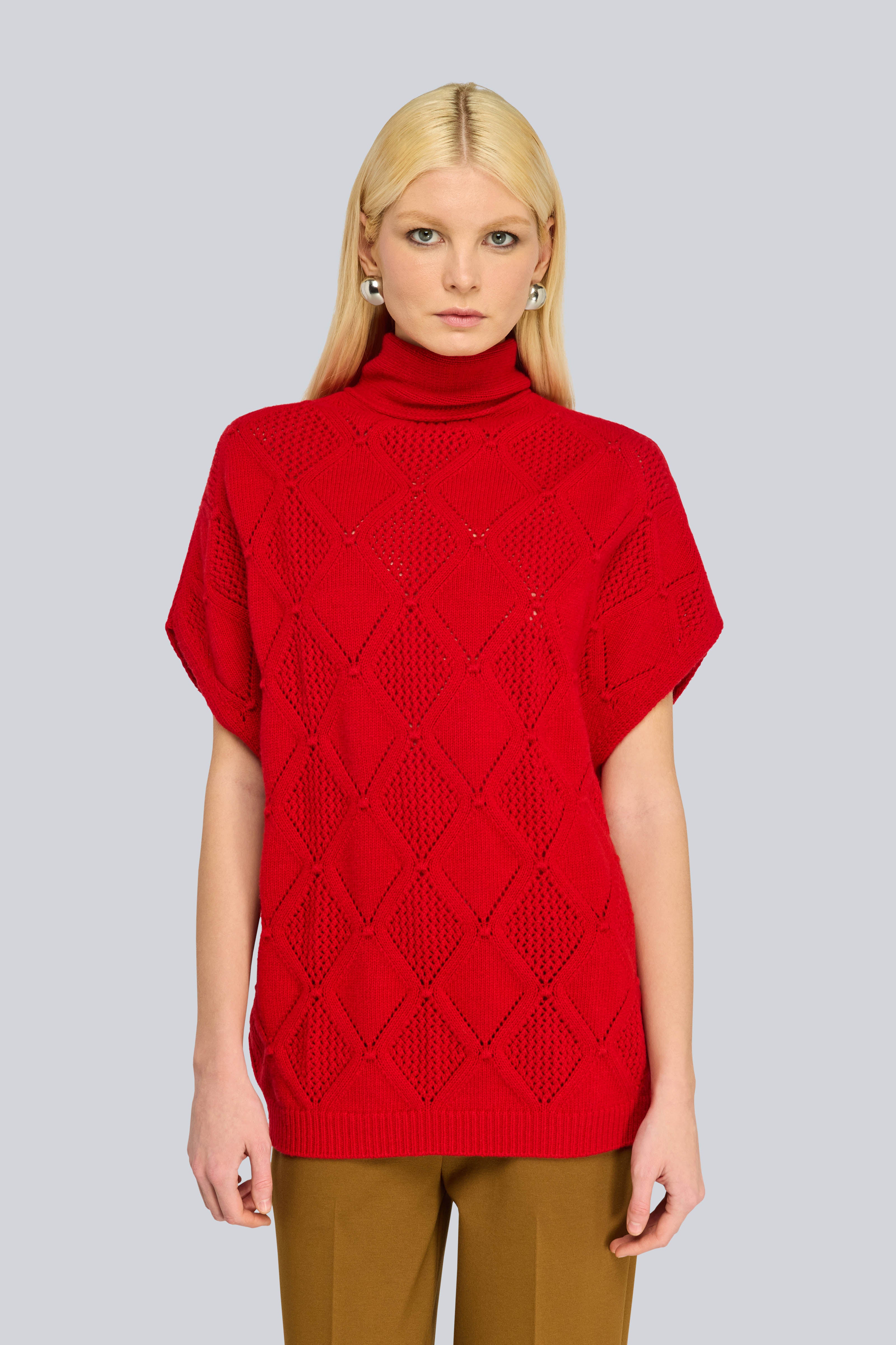 SEMICOUTURE Jonelle S6WD21 maglia rombi over rosso