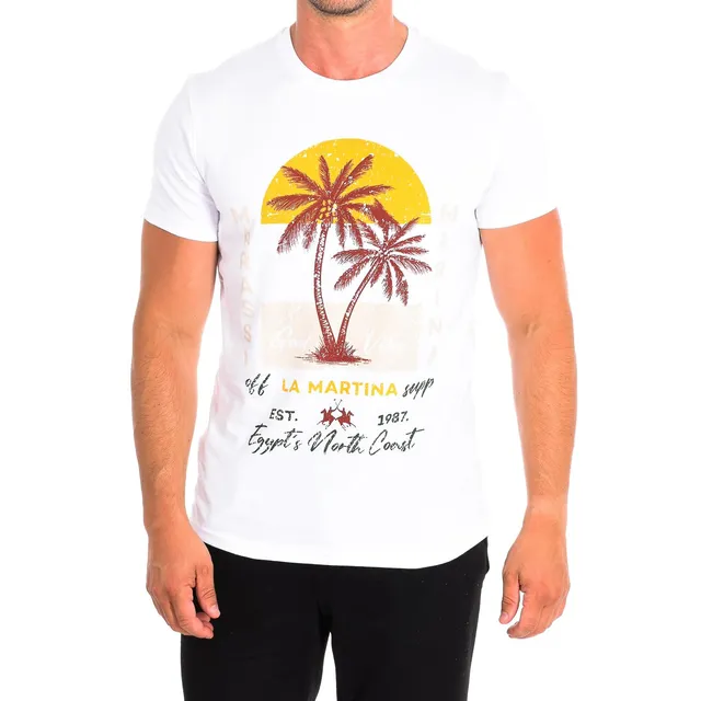 La Martina TMR323-JS354 T-shirt uomo bianca cotone