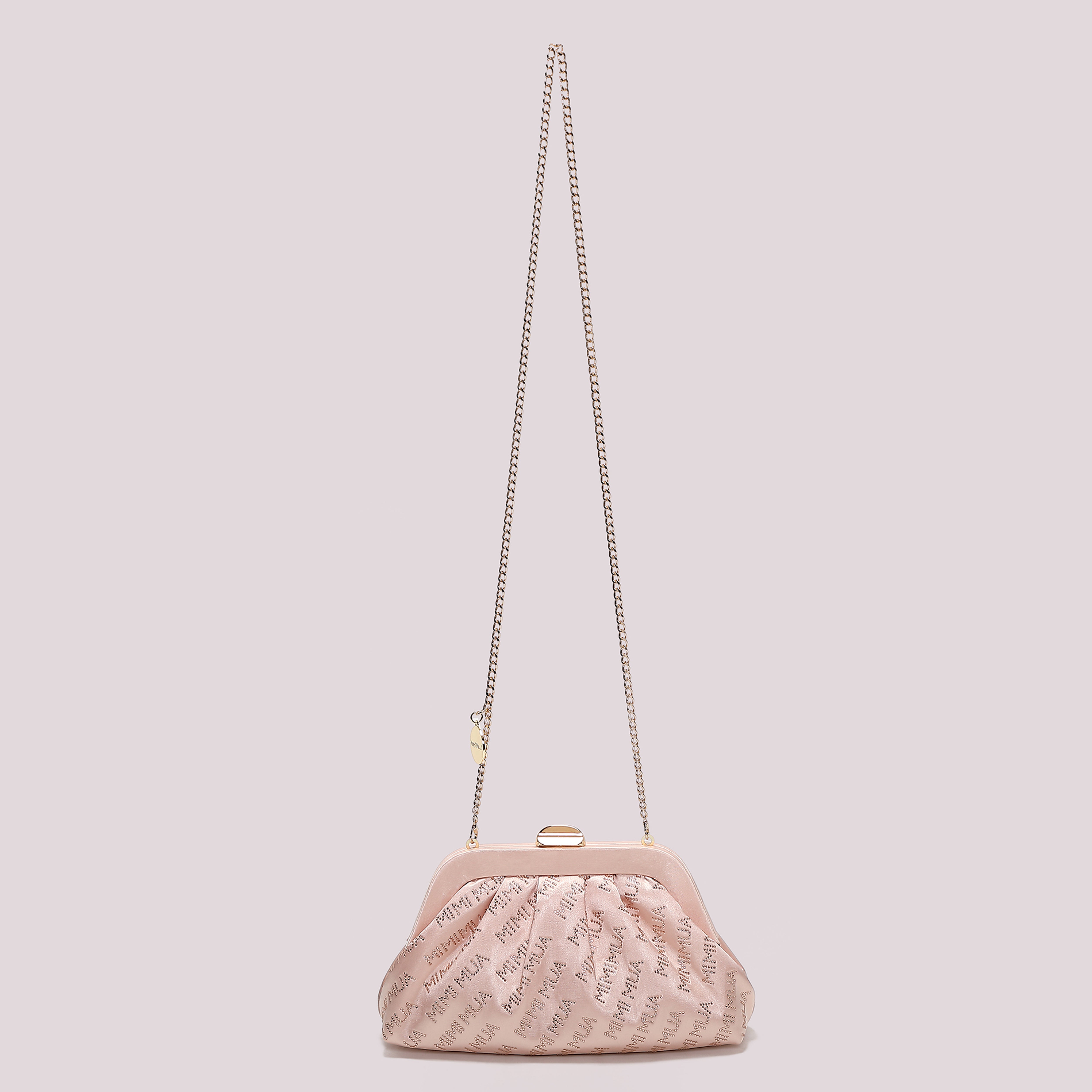 Mimi Mua Borsa Clutch Logo Strass Nero