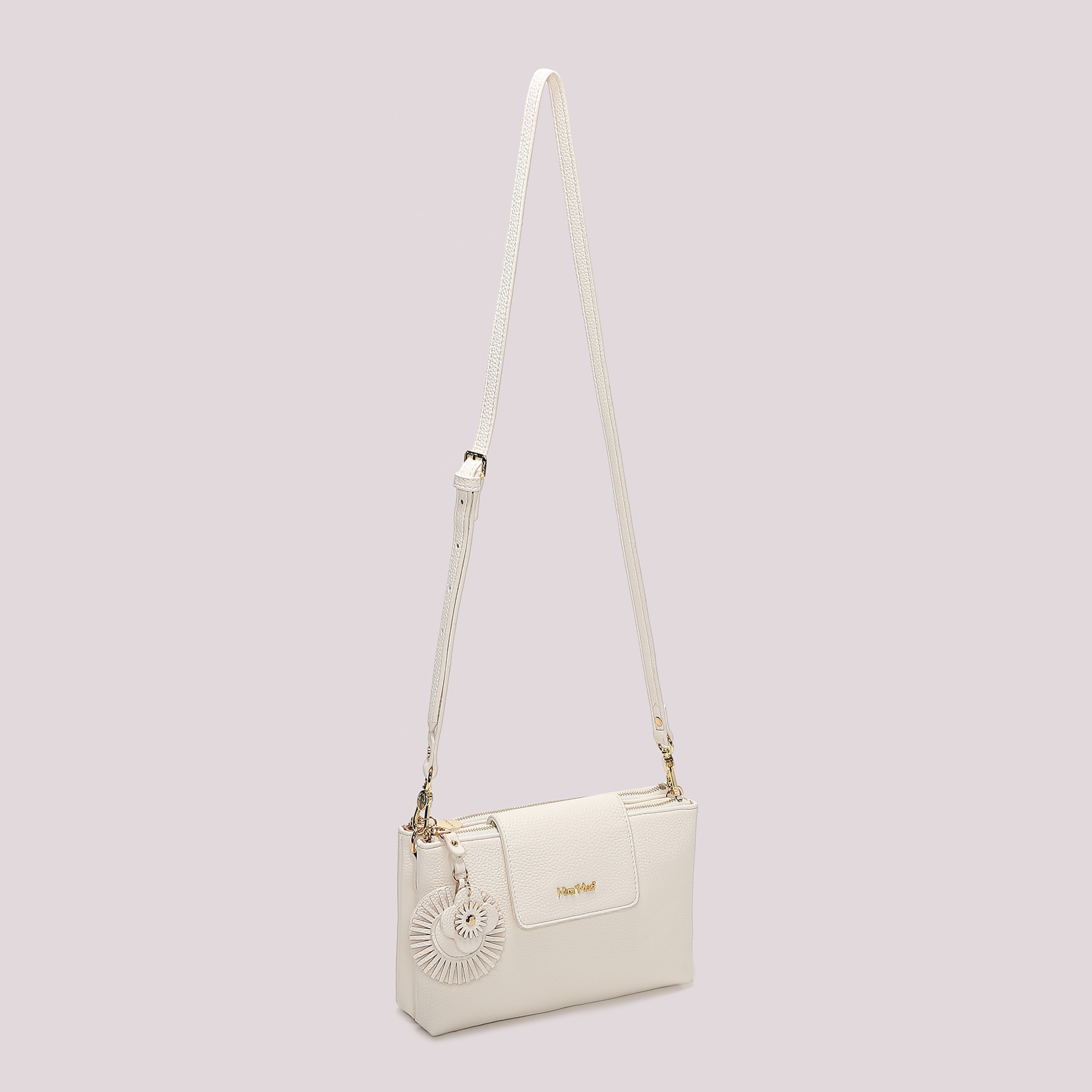 Mimi Mua Borsa Tracolla Charm Fiore Bianco 24 cm