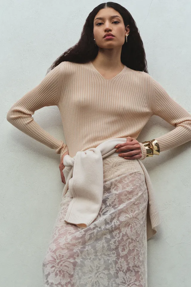 Semicouture Quiana gonna tulle burro punto croce midi