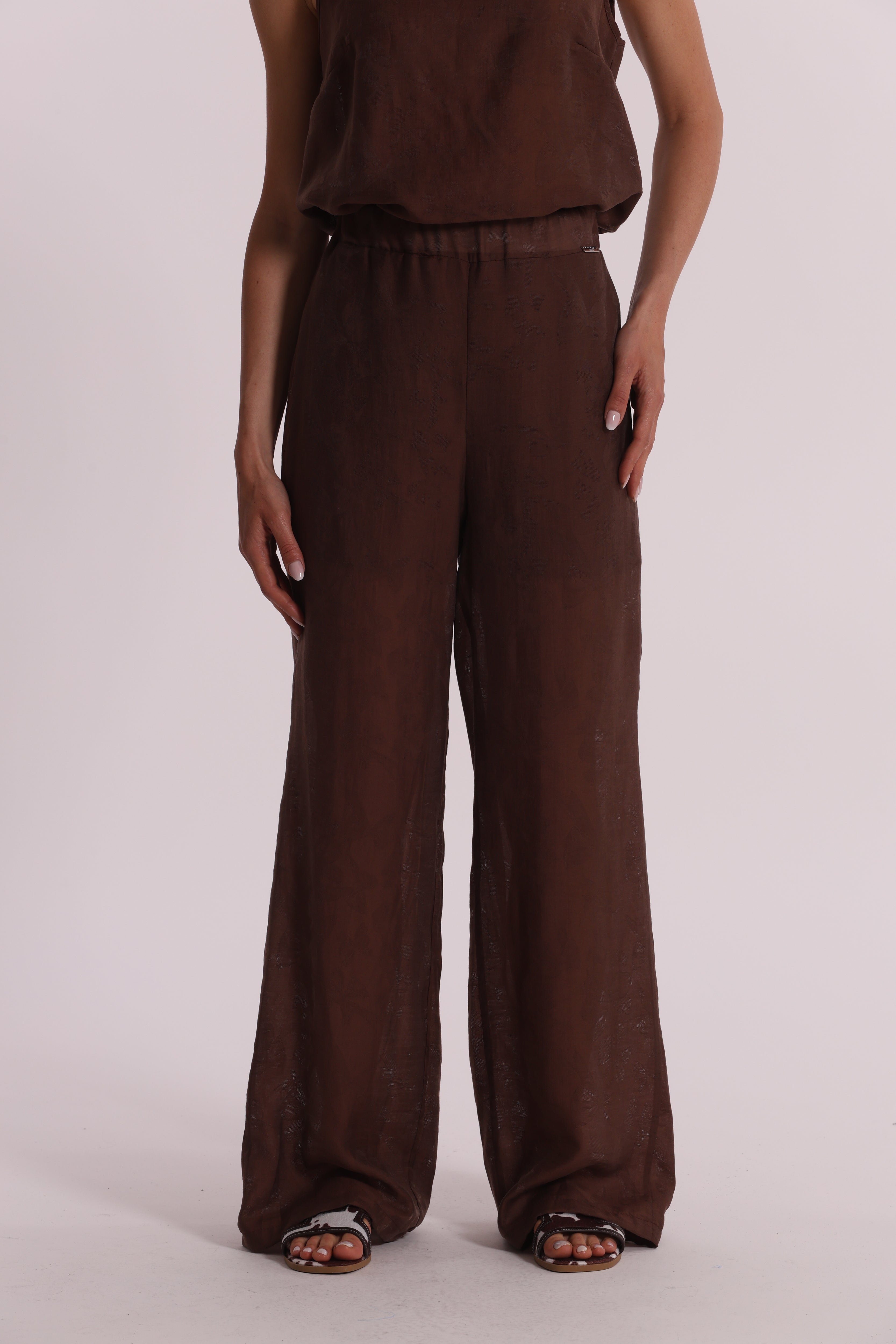 Mimi Mua Pantalone in Tessuto Jacquard Rosa